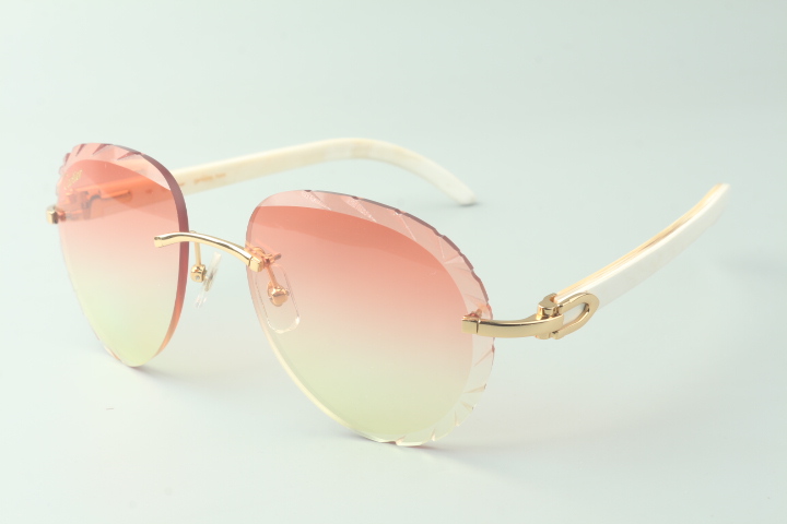 Aviator Carti All White Buffs (Diamond Cut/ Pink Tint)