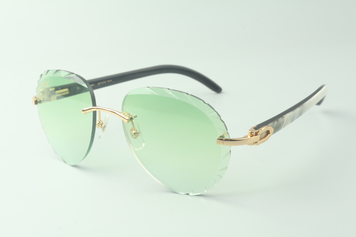 Aviator Carti White and Black Buffs (Diamond Cut/ Green Tint)