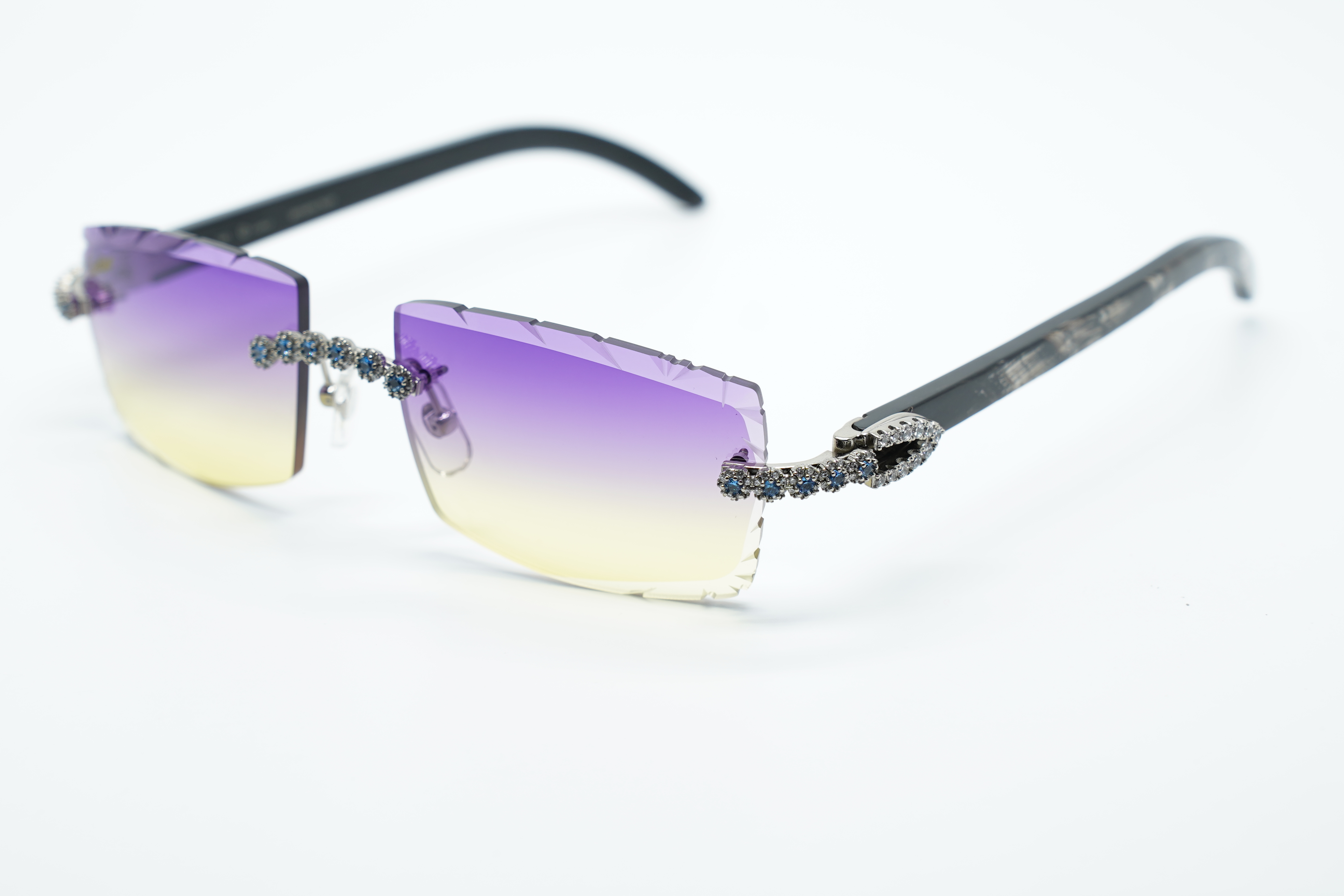 Blue Flower Diamond Carti Marbled Black Buffs 2 (Diamond Cut/Purple Tint)