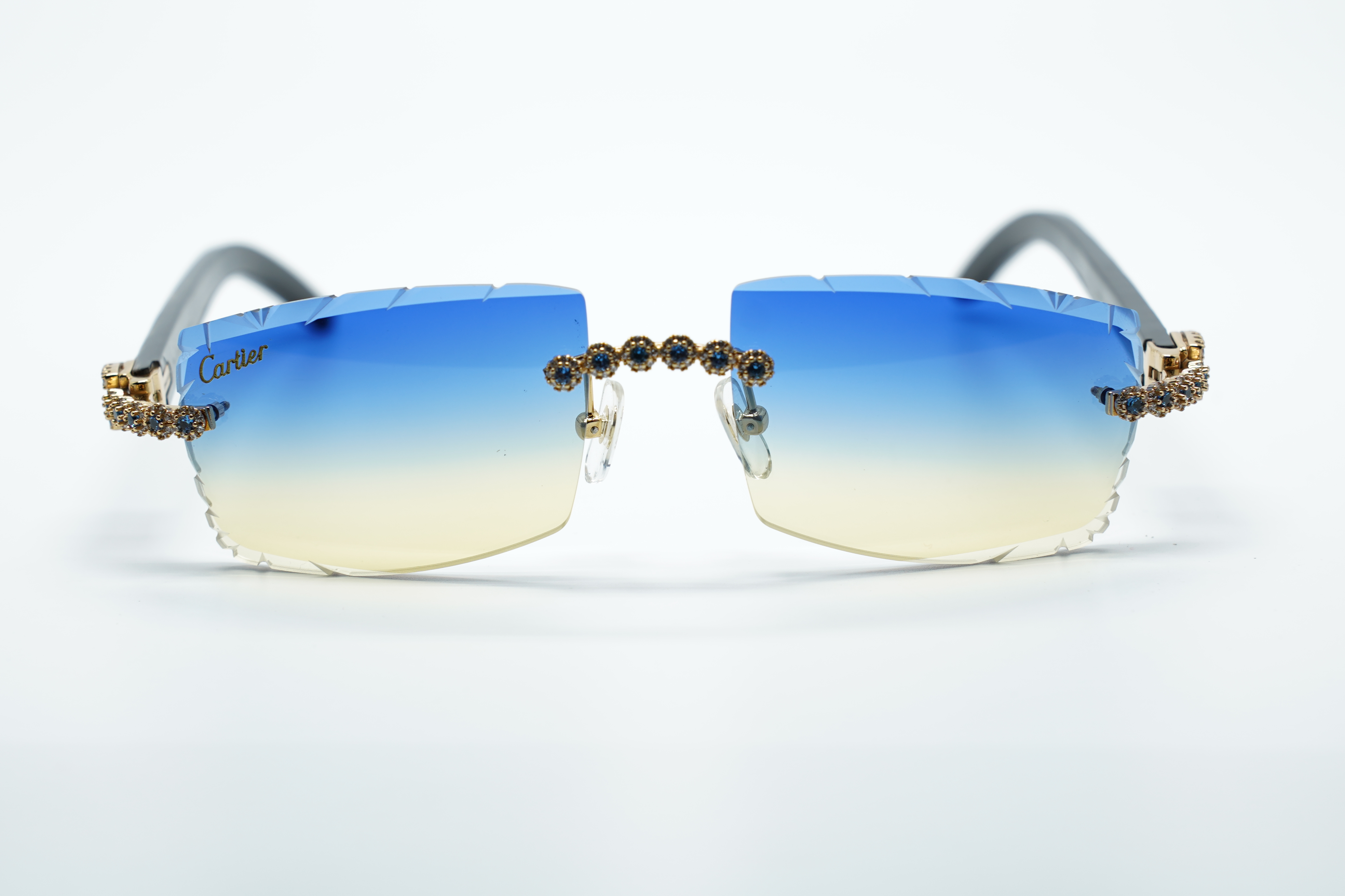Blue Flower Diamond Carti Marbled Black Buffs 2 (Diamond Cut/Blue Tint)