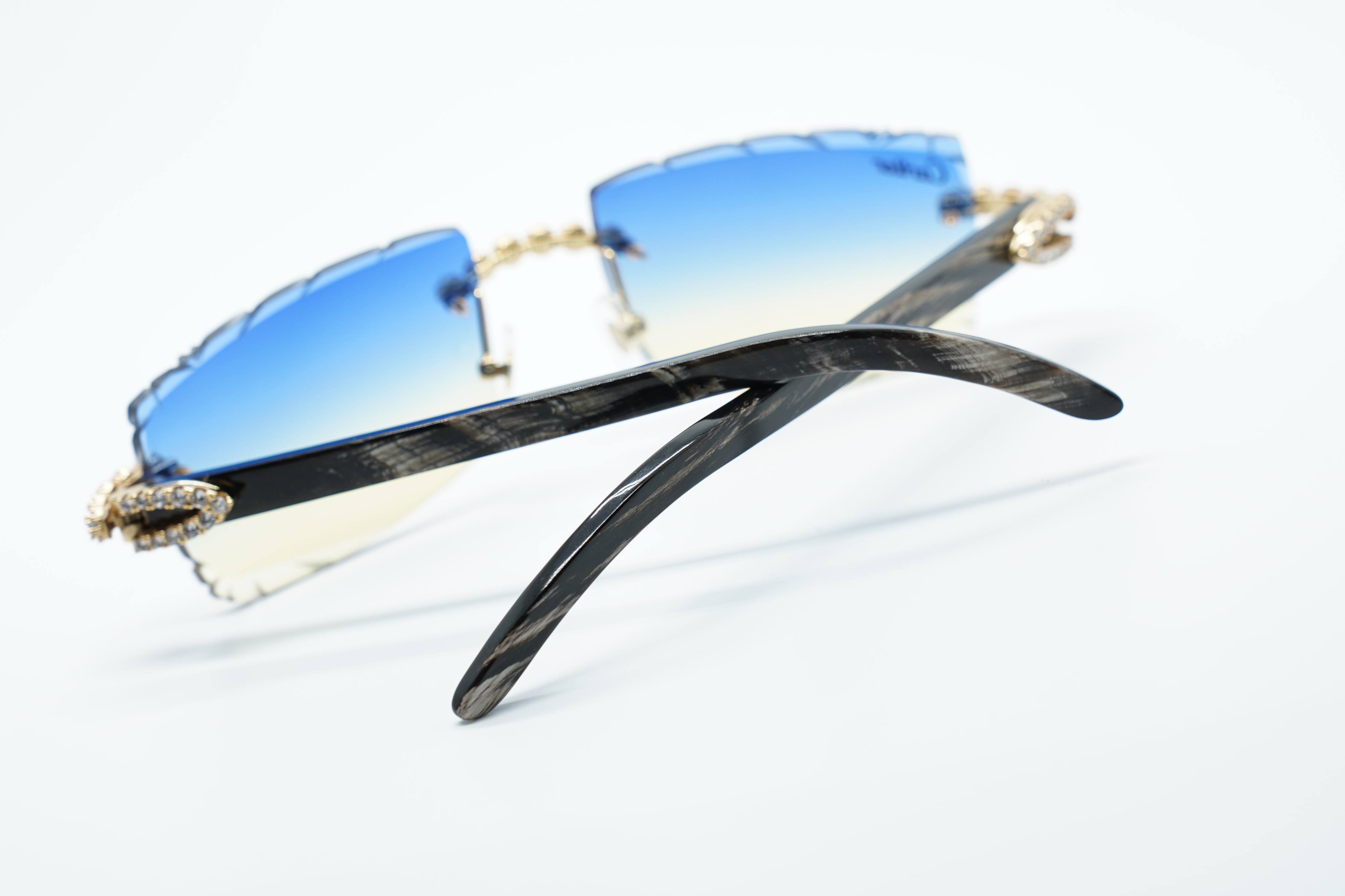 Blue Flower Diamond Carti Marbled Black Buffs 2 (Diamond Cut/Blue Tint)