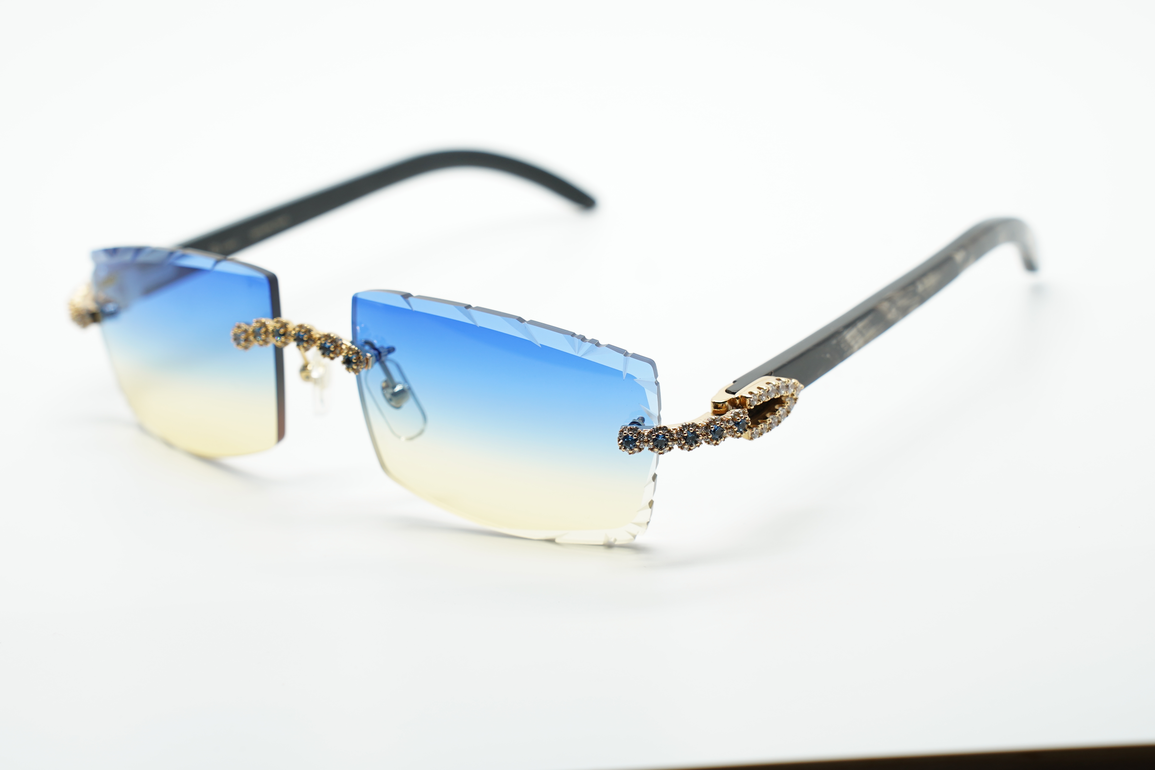 Blue Flower Diamond Carti Marbled Black Buffs 2 (Diamond Cut/Blue Tint)