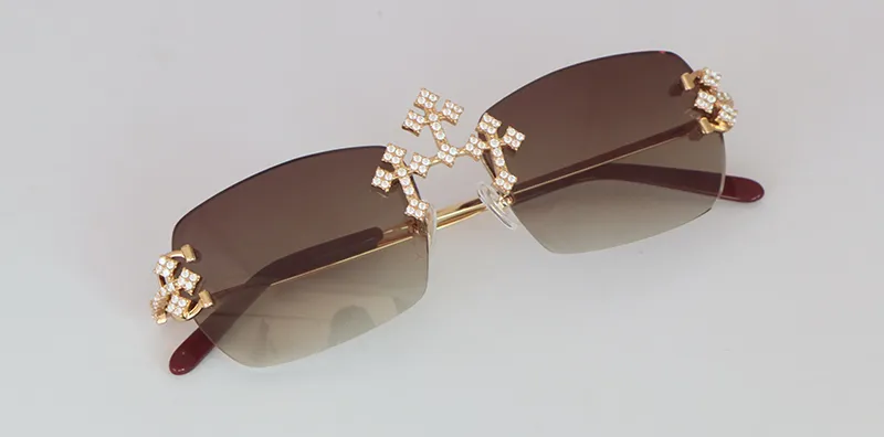 White Moissanite Diamond Triple Cross Carti Big C (Diamond Cut/ Brown Tint)