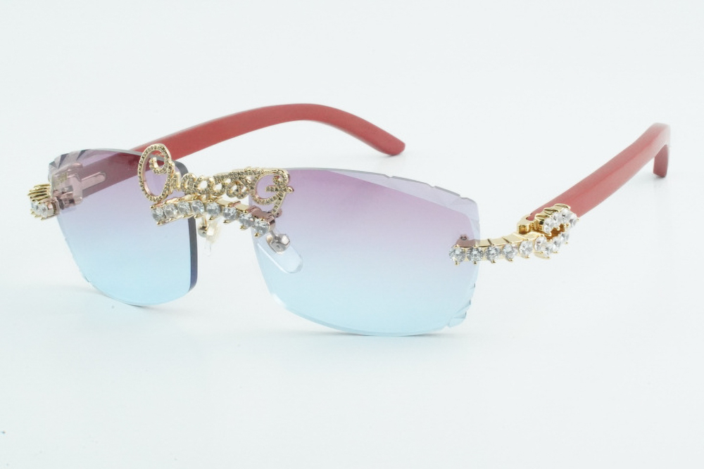 Custom Diamond Carti Red Woods (Diamond Cut/ Purple and Blue Tint)