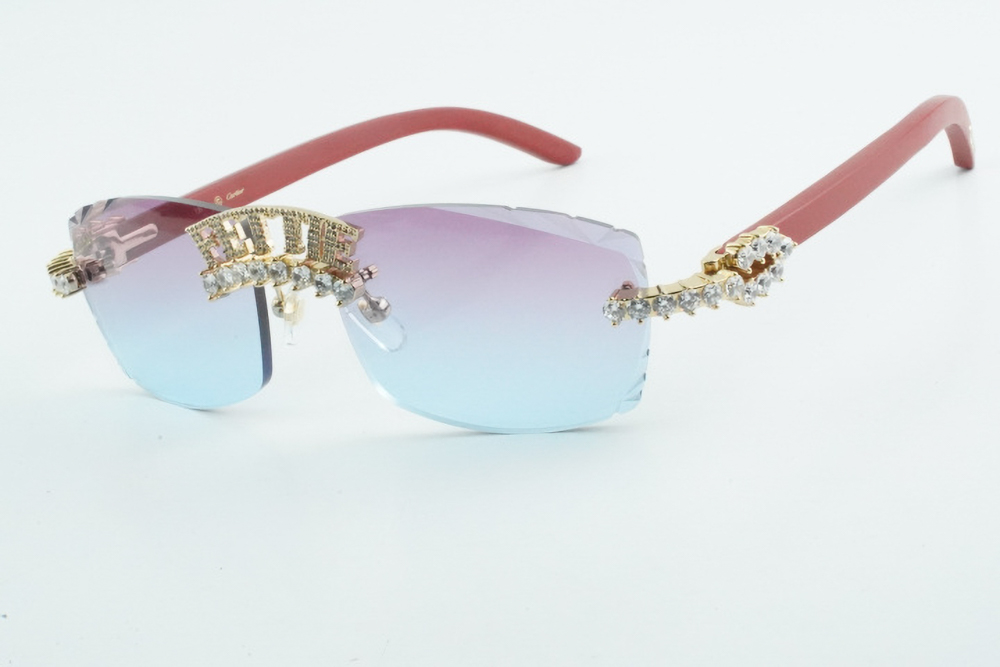 Custom Diamond Carti Red Woods (Diamond Cut/ Purple and Blue Tint)
