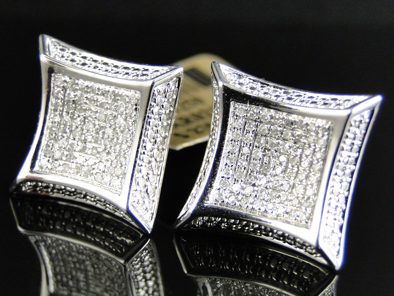 Square Diamond Stud Earrings