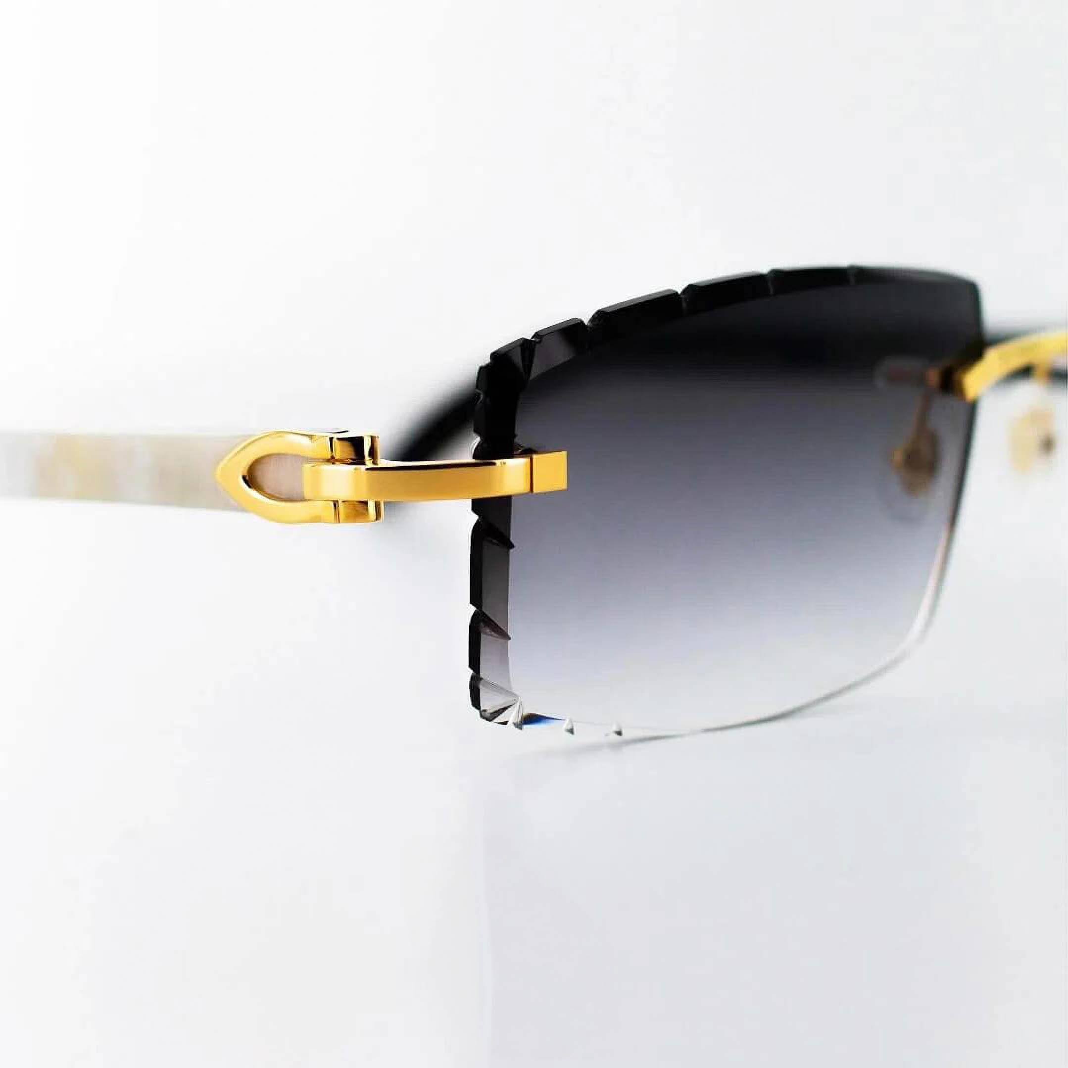 Authentic Cartier White Buffalo Horn Sunglasses CT0046O-001 • Gold Hardware • Grey Gradient Lenses Genuine Cartier with Certificate