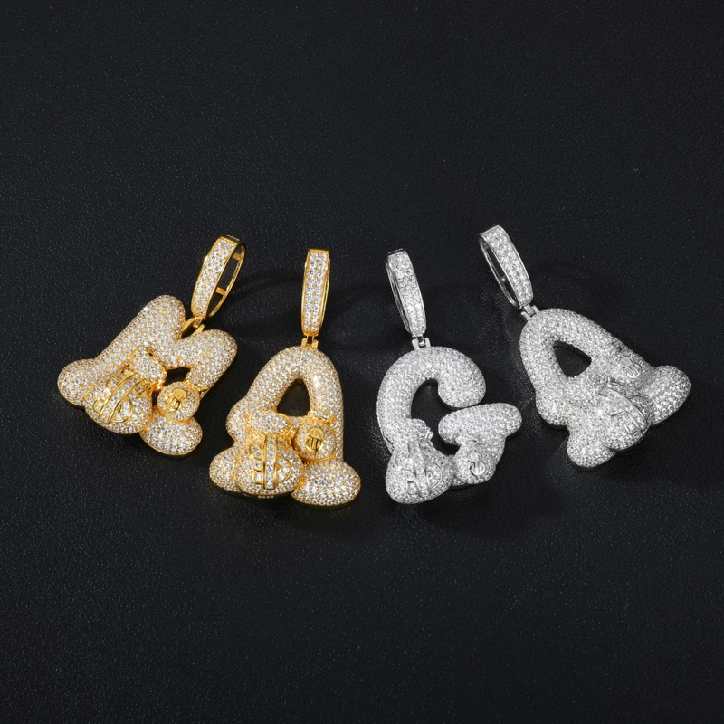 Custom Money Bag Letter Pendants | VVS Moissanite Diamond 
