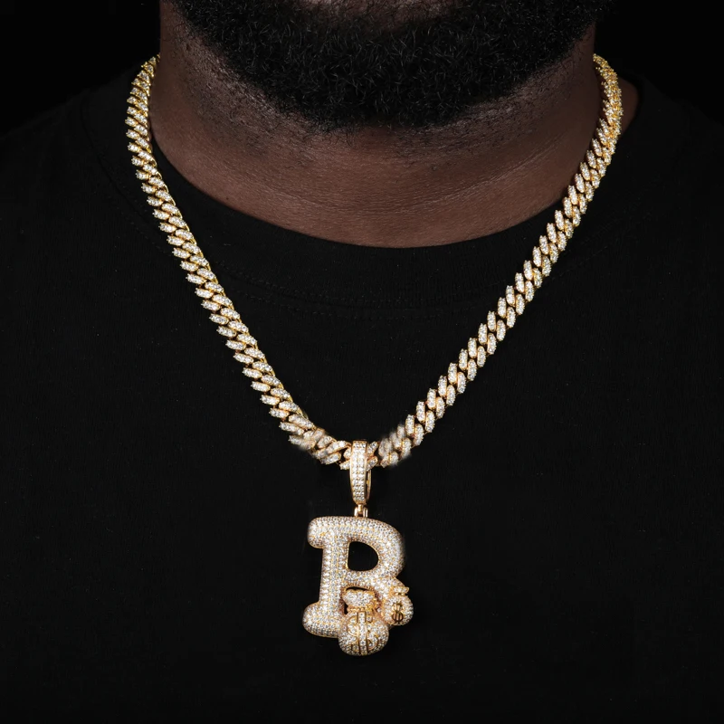 Custom Money Bag Letter Pendants | VVS Moissanite Diamond 