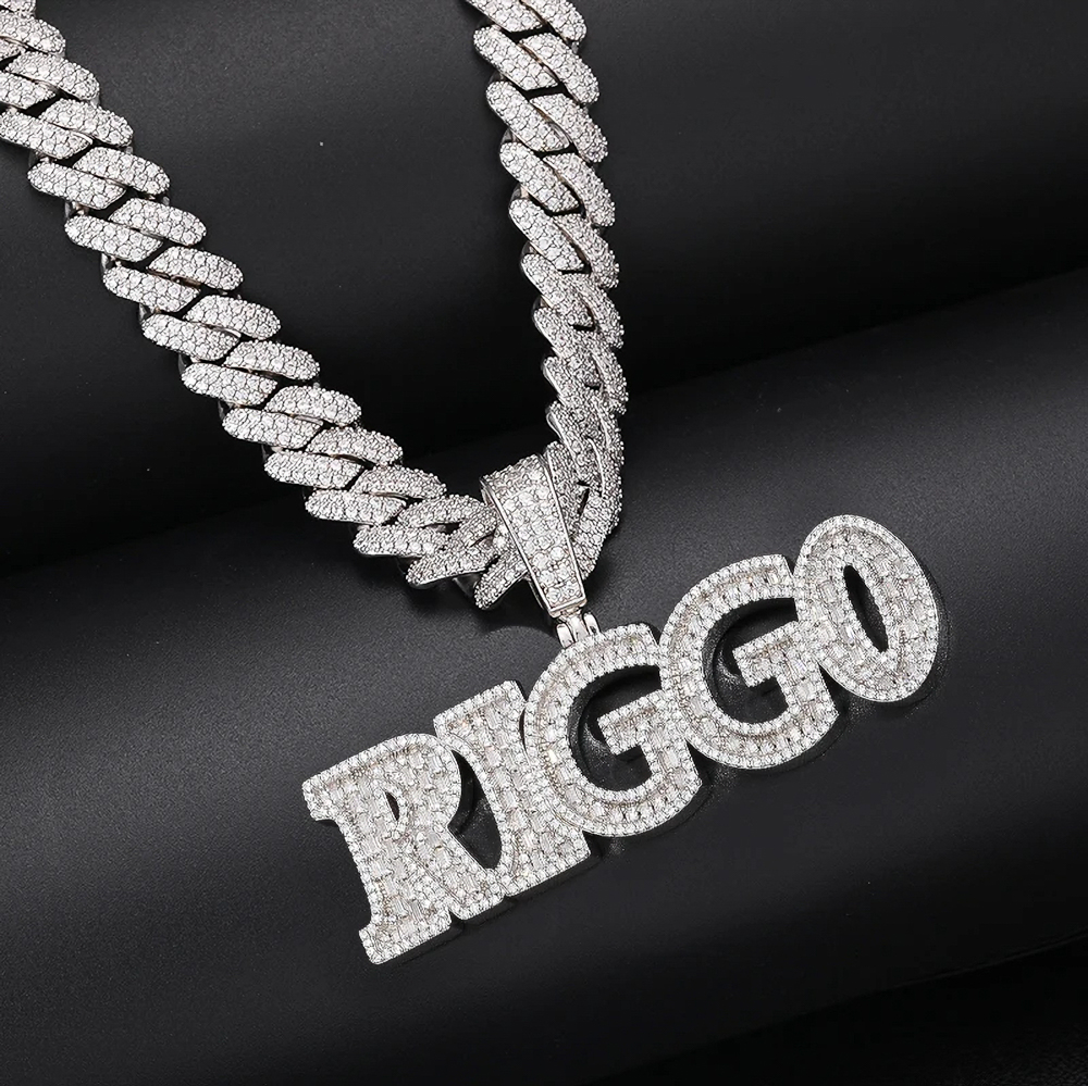 Baguette & Round Diamond Custom Letter Pendants | Labradoré Gold Collection