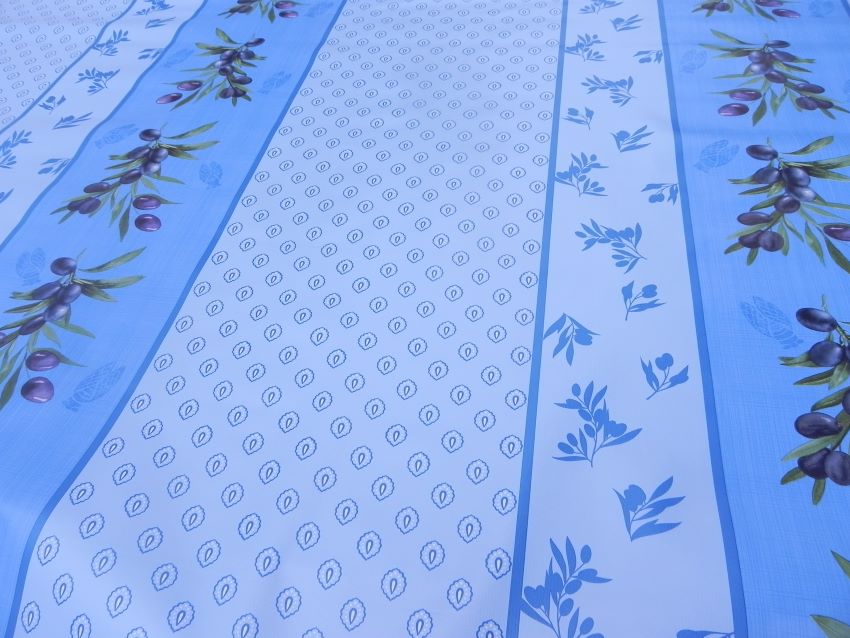 Toile Cirèe Motif olive bleu
