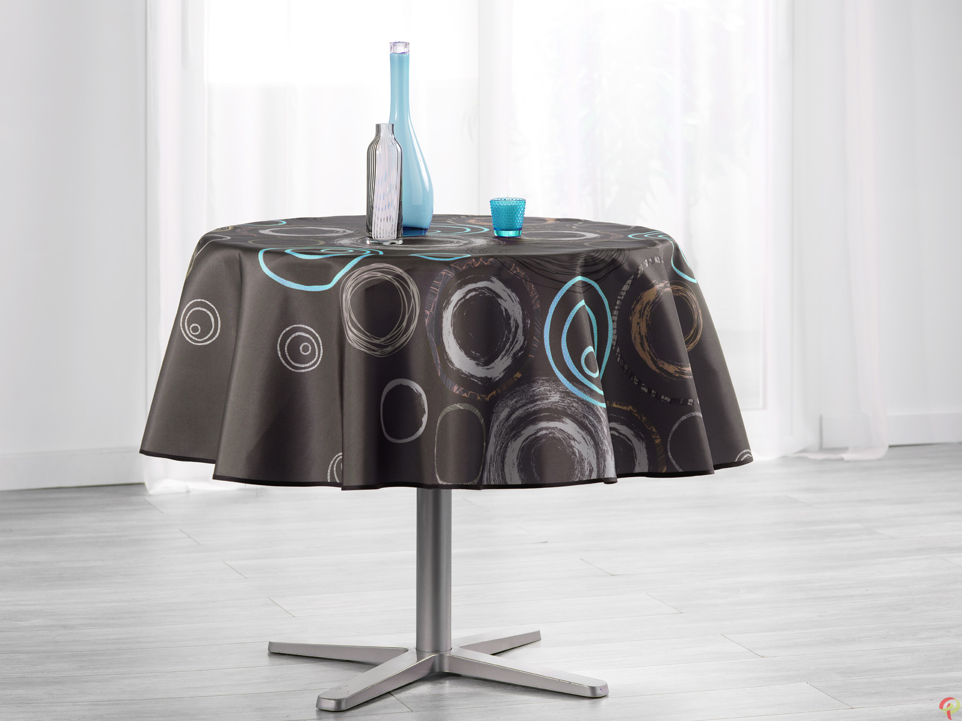 Nappe rectangulaire anti tâche – Cercles & splash bleu -
