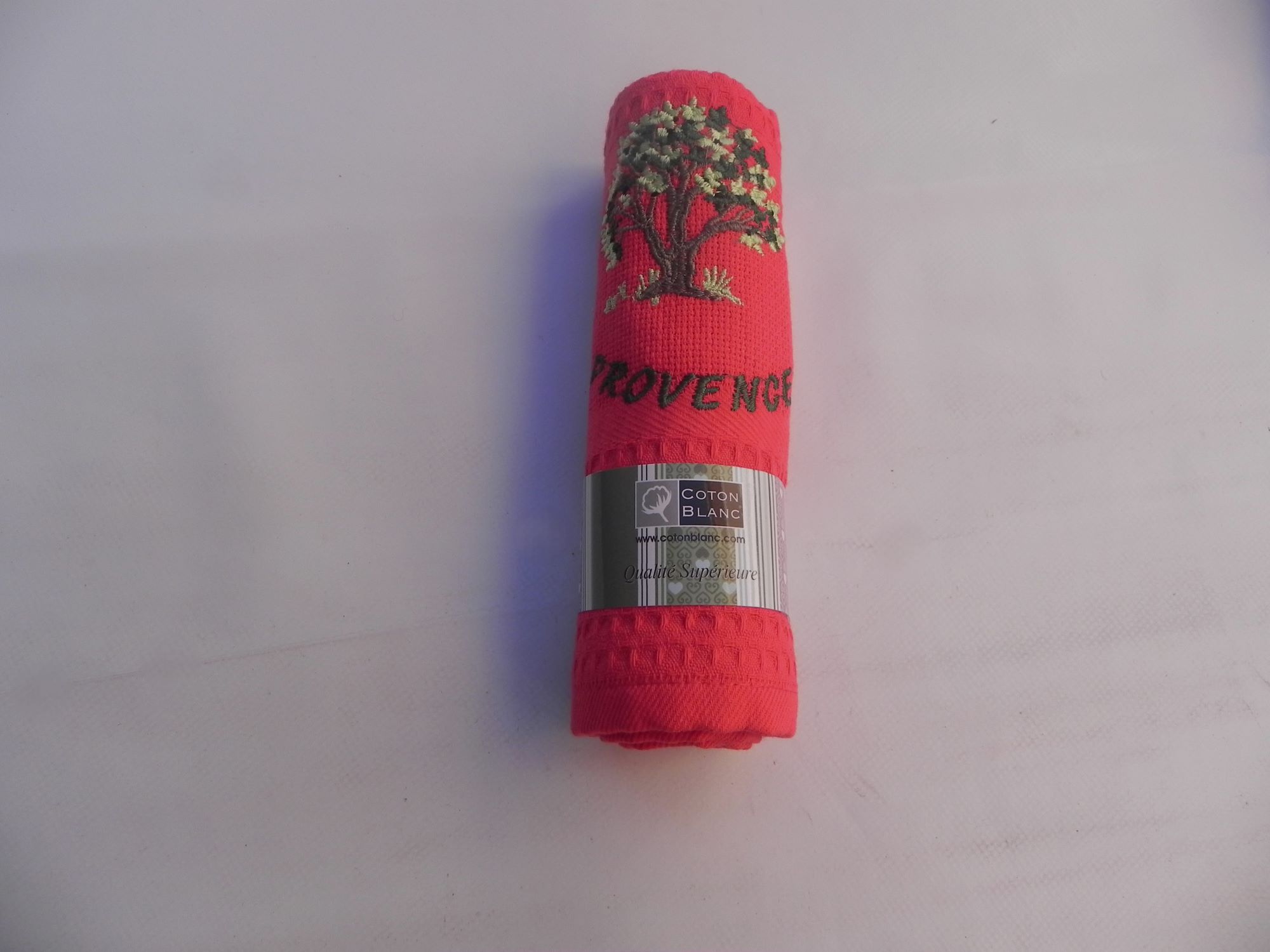 Torchons Nids D'abeille Motif Arbre Olivier rouge 50X70