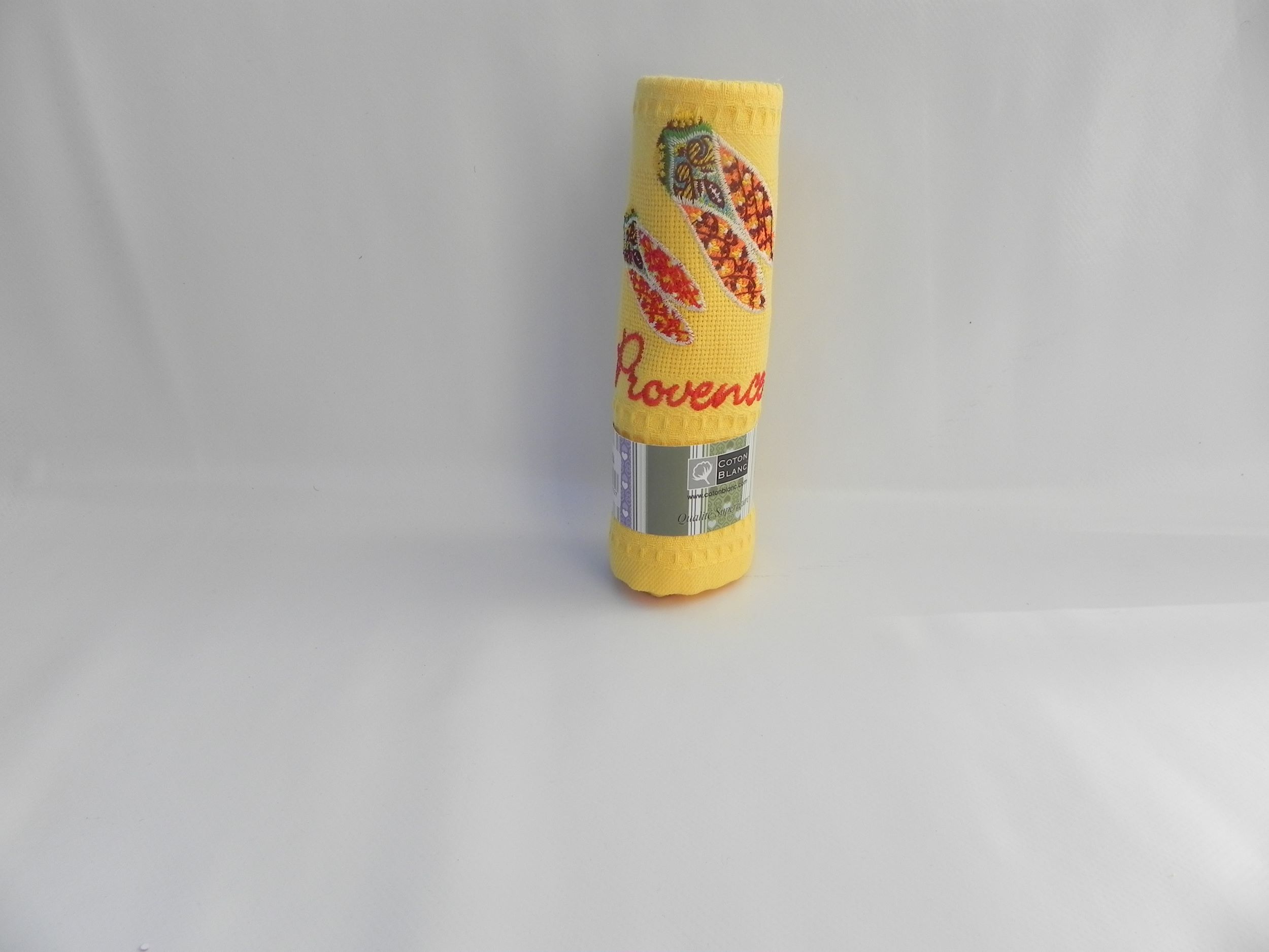 Torchon Nid D'abeille Motif Cigale Jaune Taille 50x70