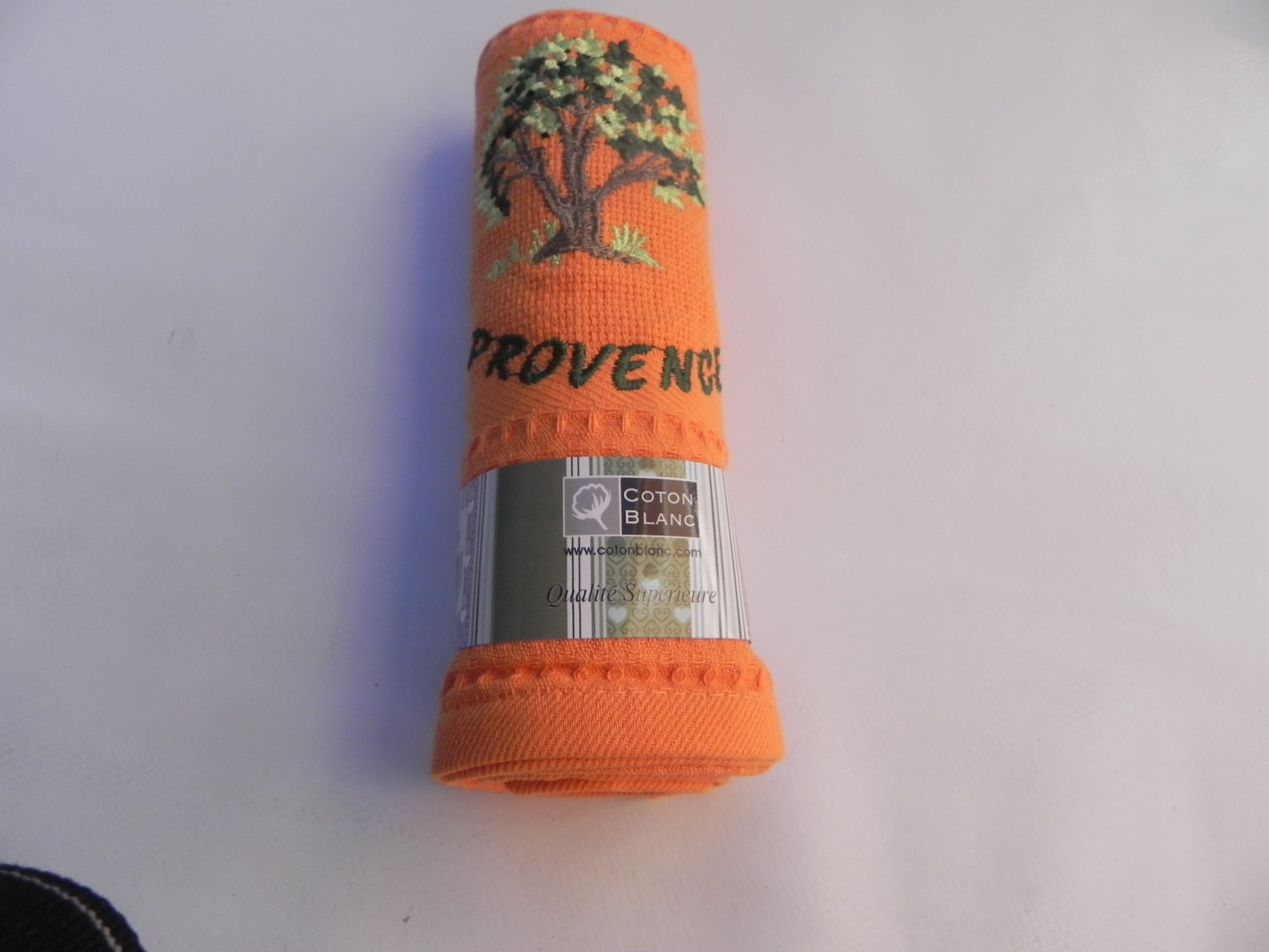 Torchons Nid D'abeille Motif Arbre Olivier Couleur Orange Taille 50x70