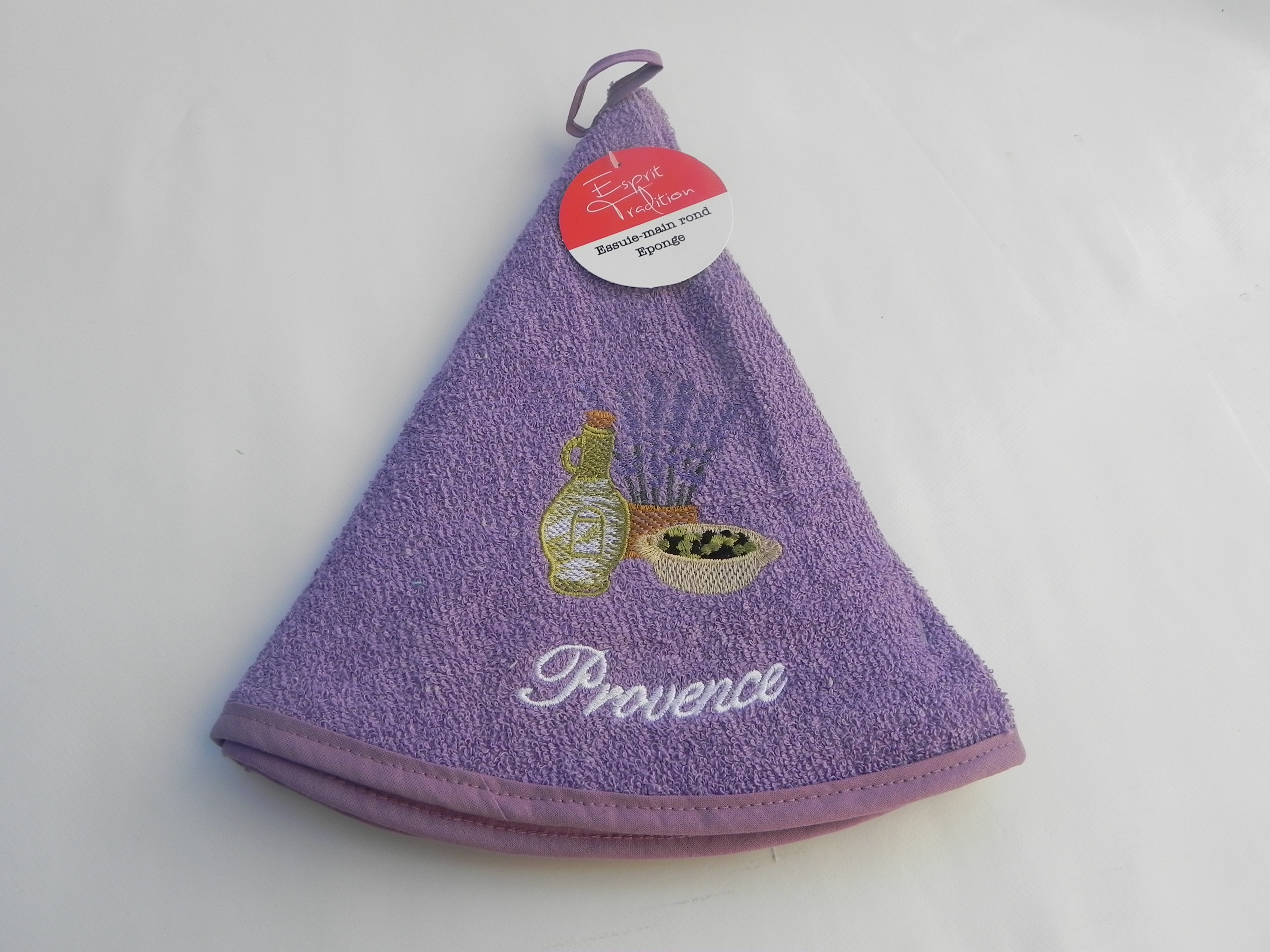 Essuie Mains Rond Motif Lavande Olive Mauve Dimantion 60CM