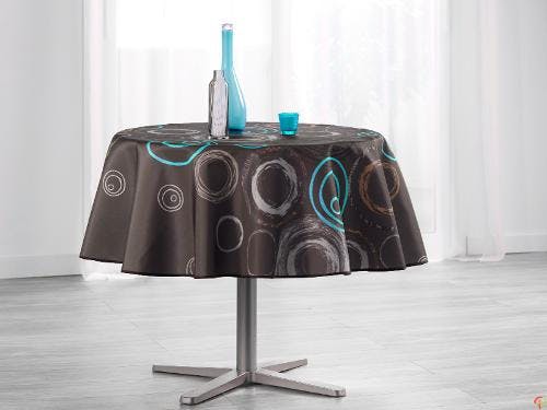 Nappe ronde anti tâche – Cercles & splash bleu -