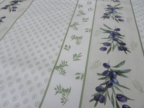 Toile Cirèe Motif olive vert