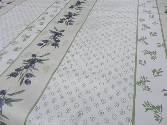 Toile Cirèe Motif olive vert