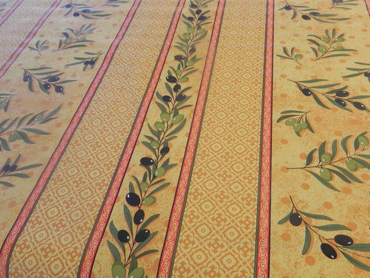 Nappe Toile Cirèe Motif Olive Jaune  Provençale