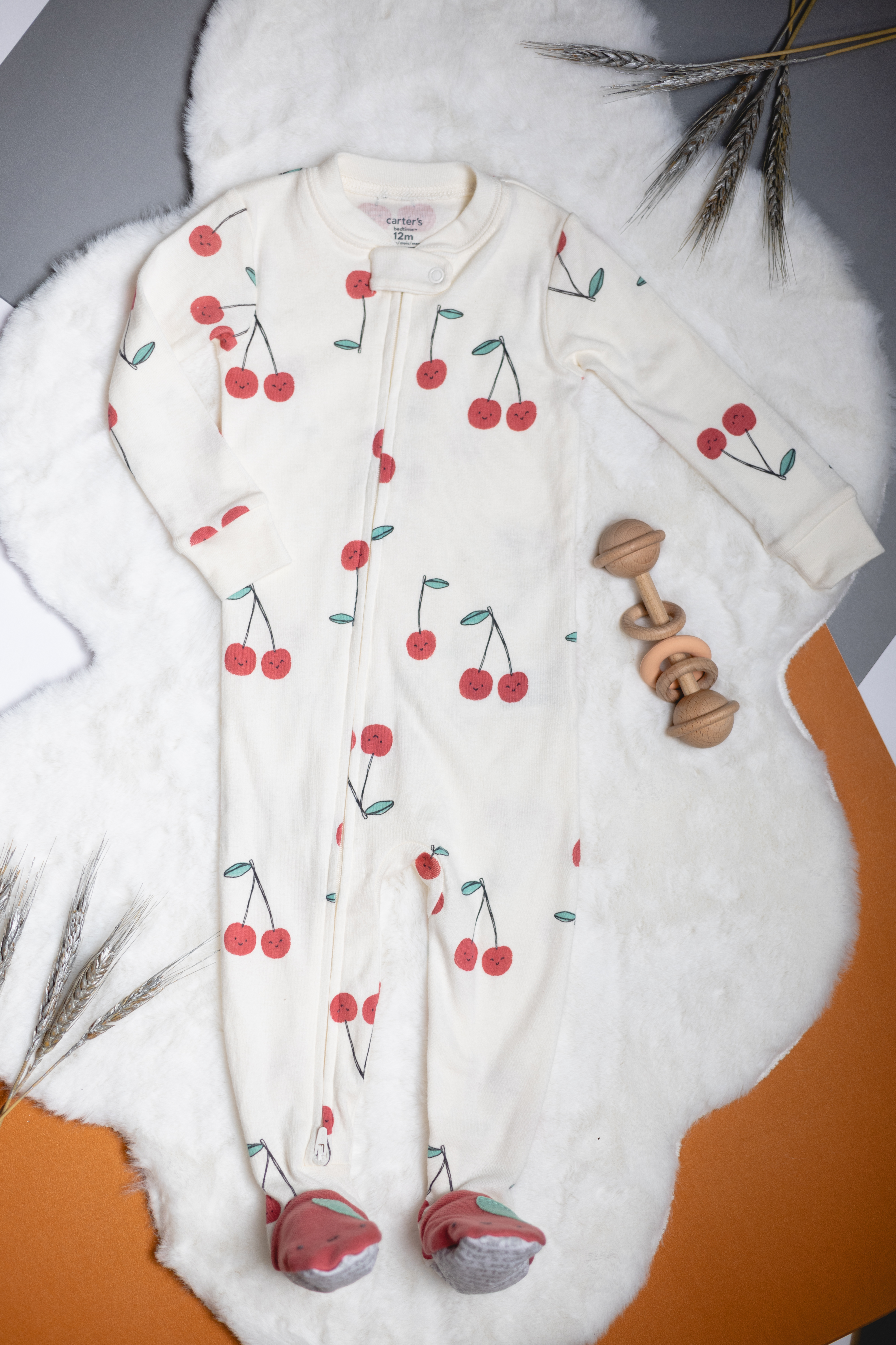 Pijama Enterizo de Algodón con Estampado de Cerezas