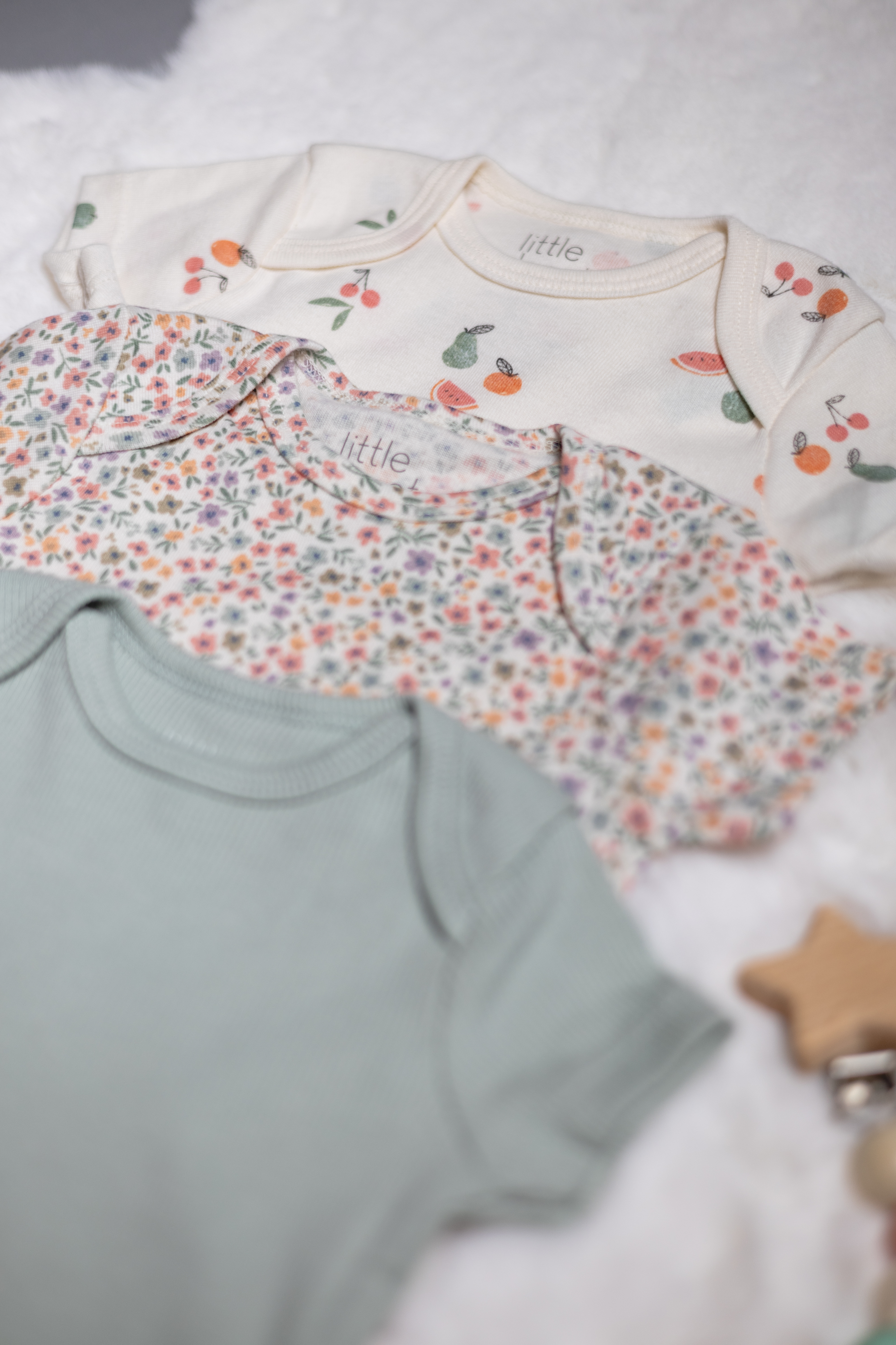 Set de 3 Bodysuits de Algodón Orgánico Acanalado