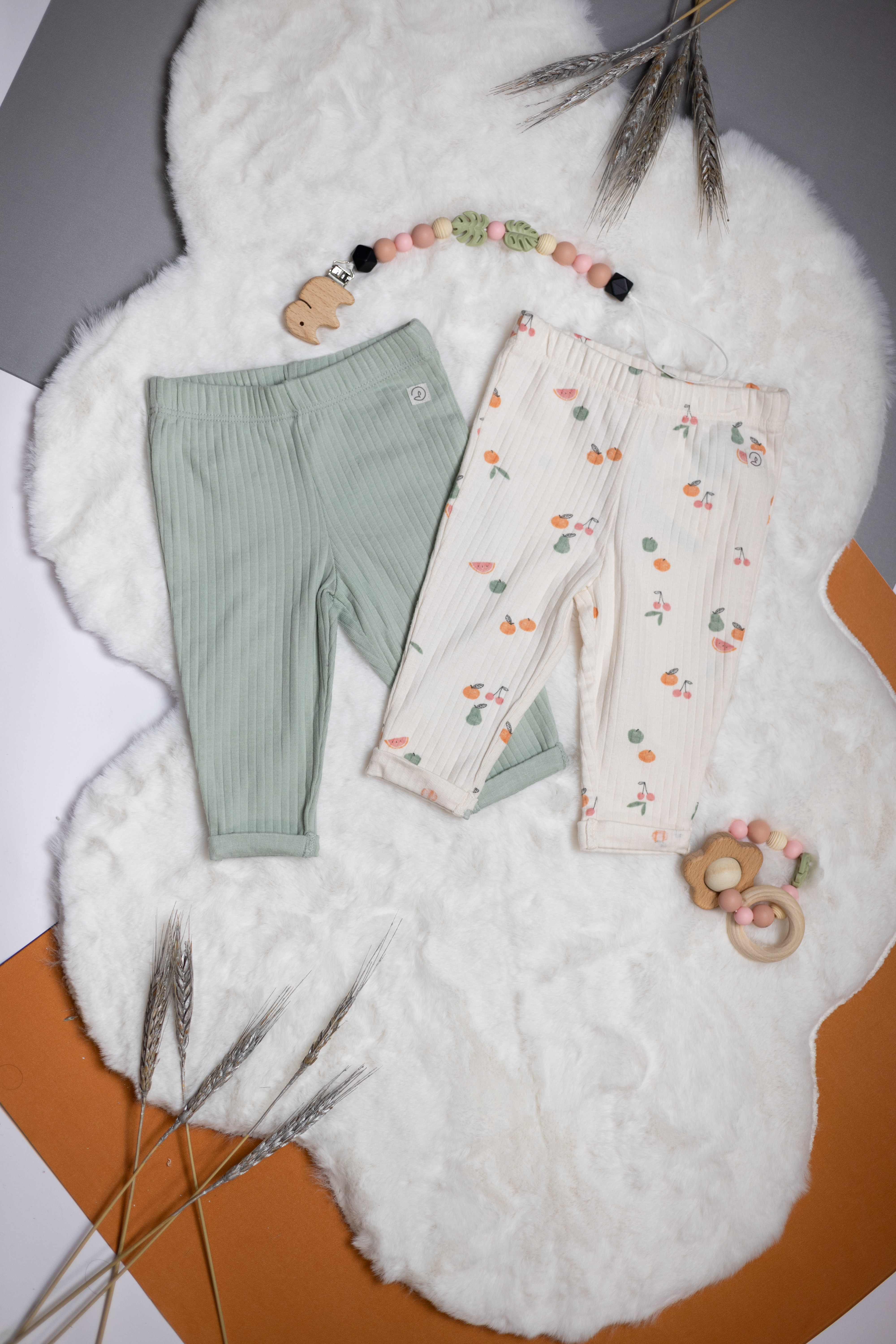 Set de 2 Leggings Acanalados de Algodón Orgánico