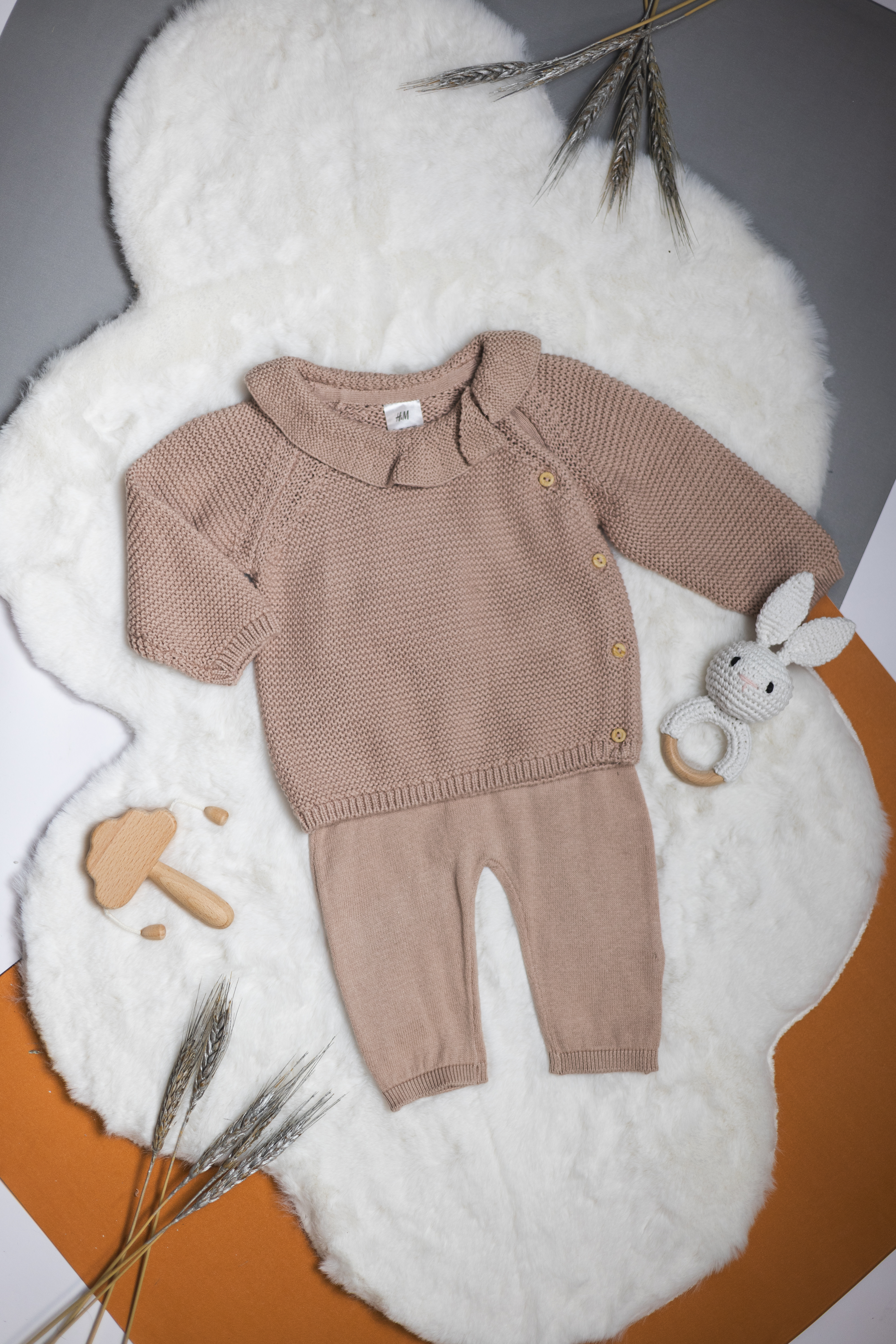 Set de 2 Piezas de Algodón de Punto Acanalado