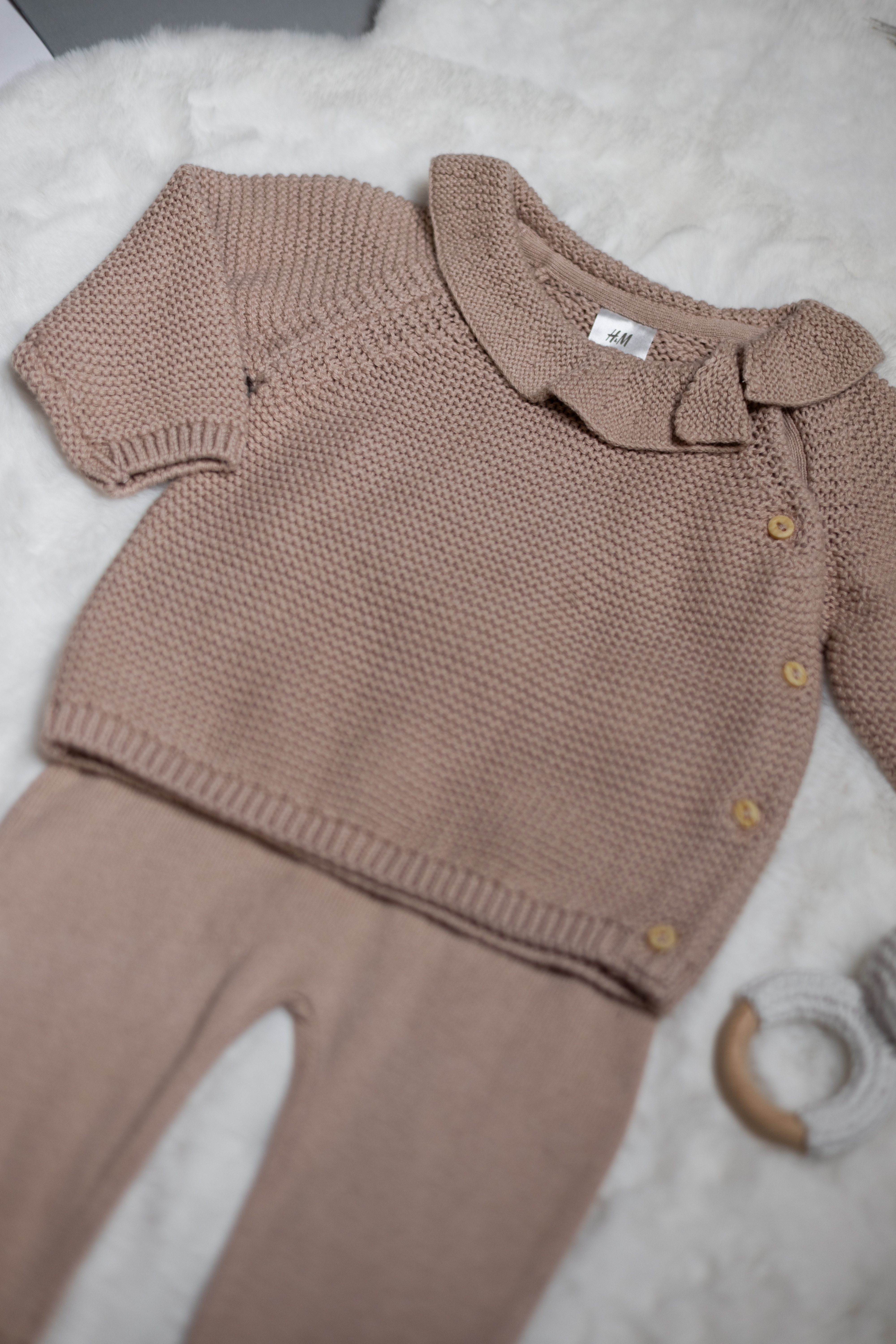 Set de 2 Piezas de Algodón de Punto Acanalado 