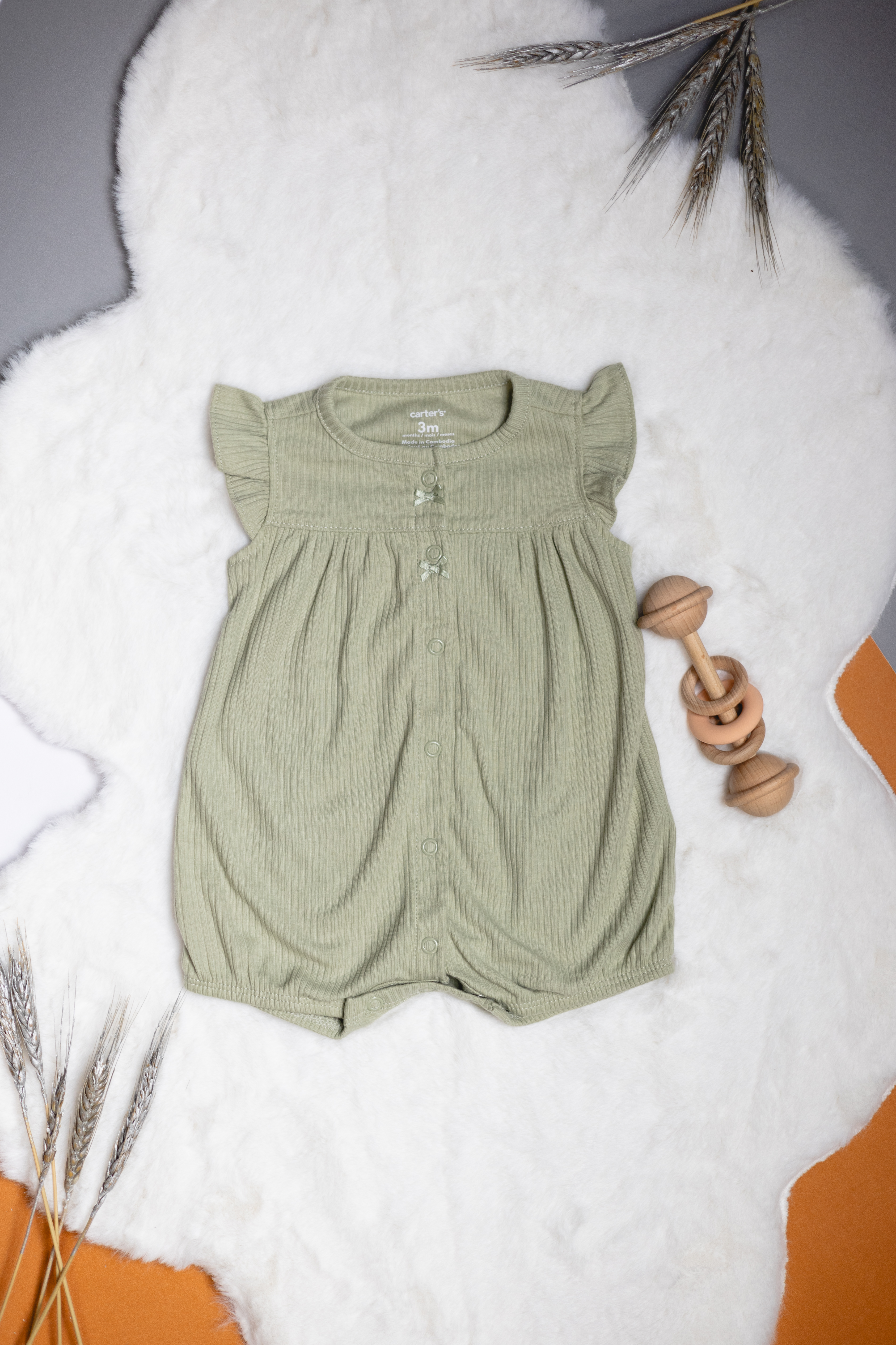 Enterizo de Algodón de Manga Corta con Volantes