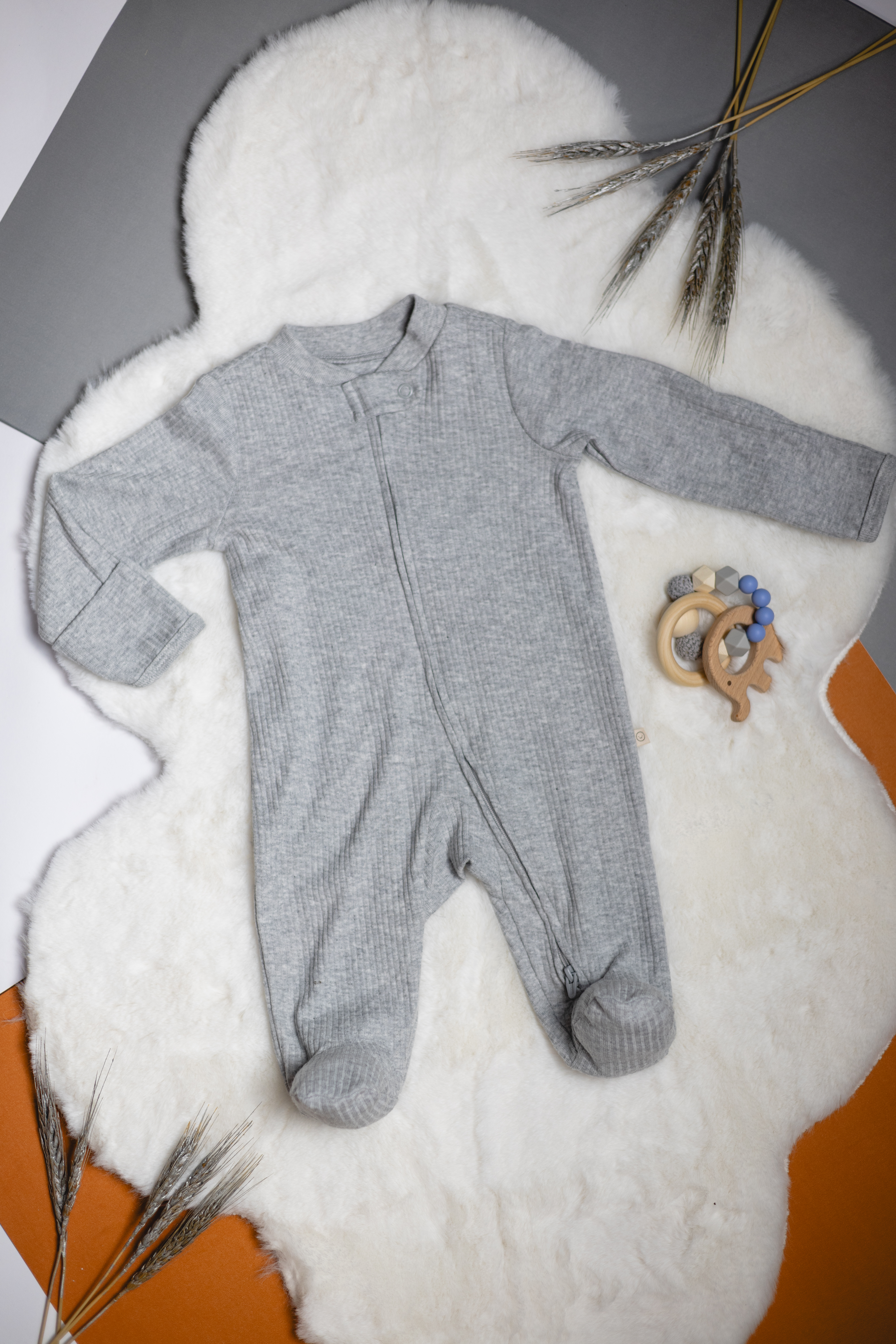 Pijama Enteriza de Algodón Acanalado con Cierre de Doble Vía