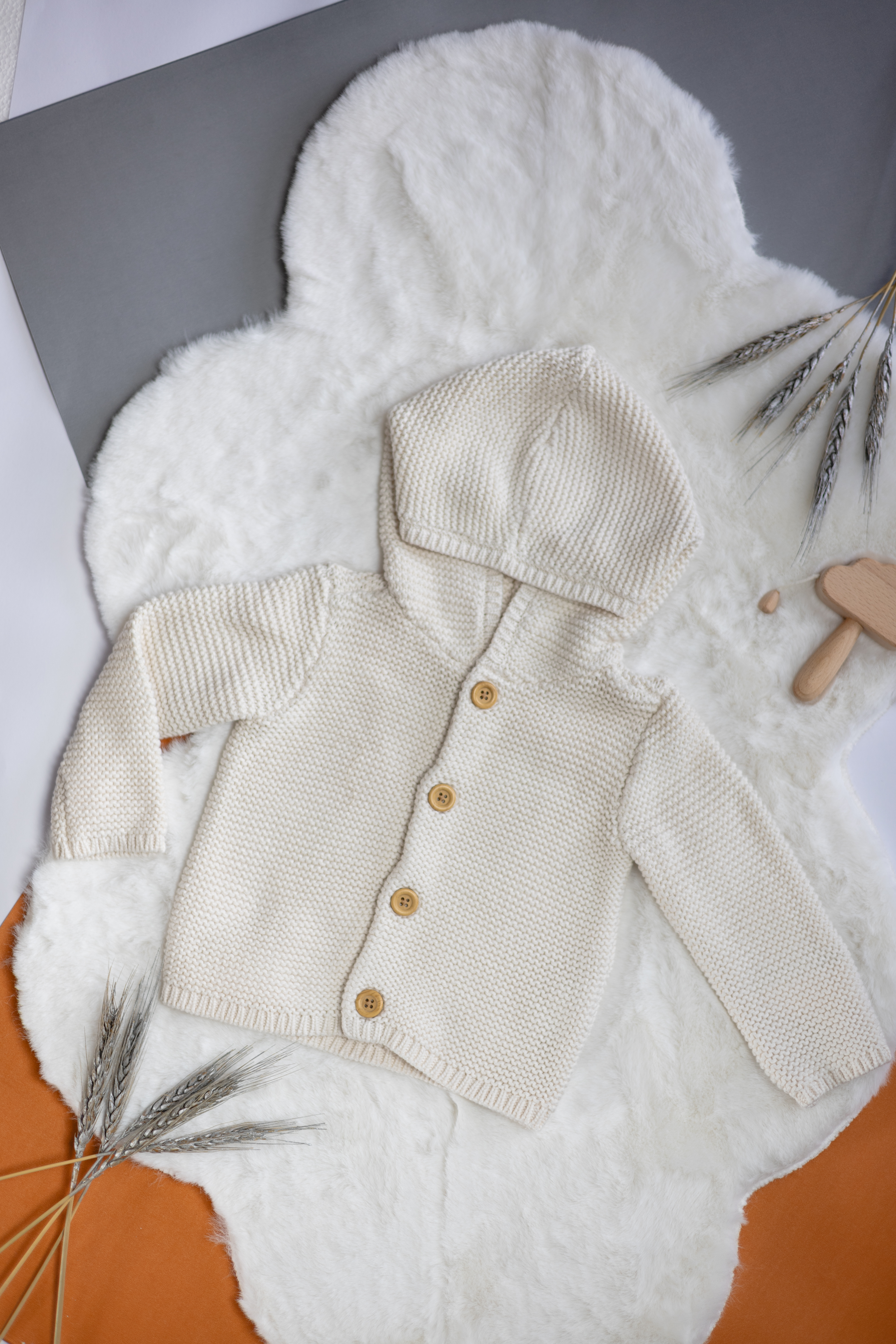 Cárdigan de Punto con Capucha de Algodón Orgánico