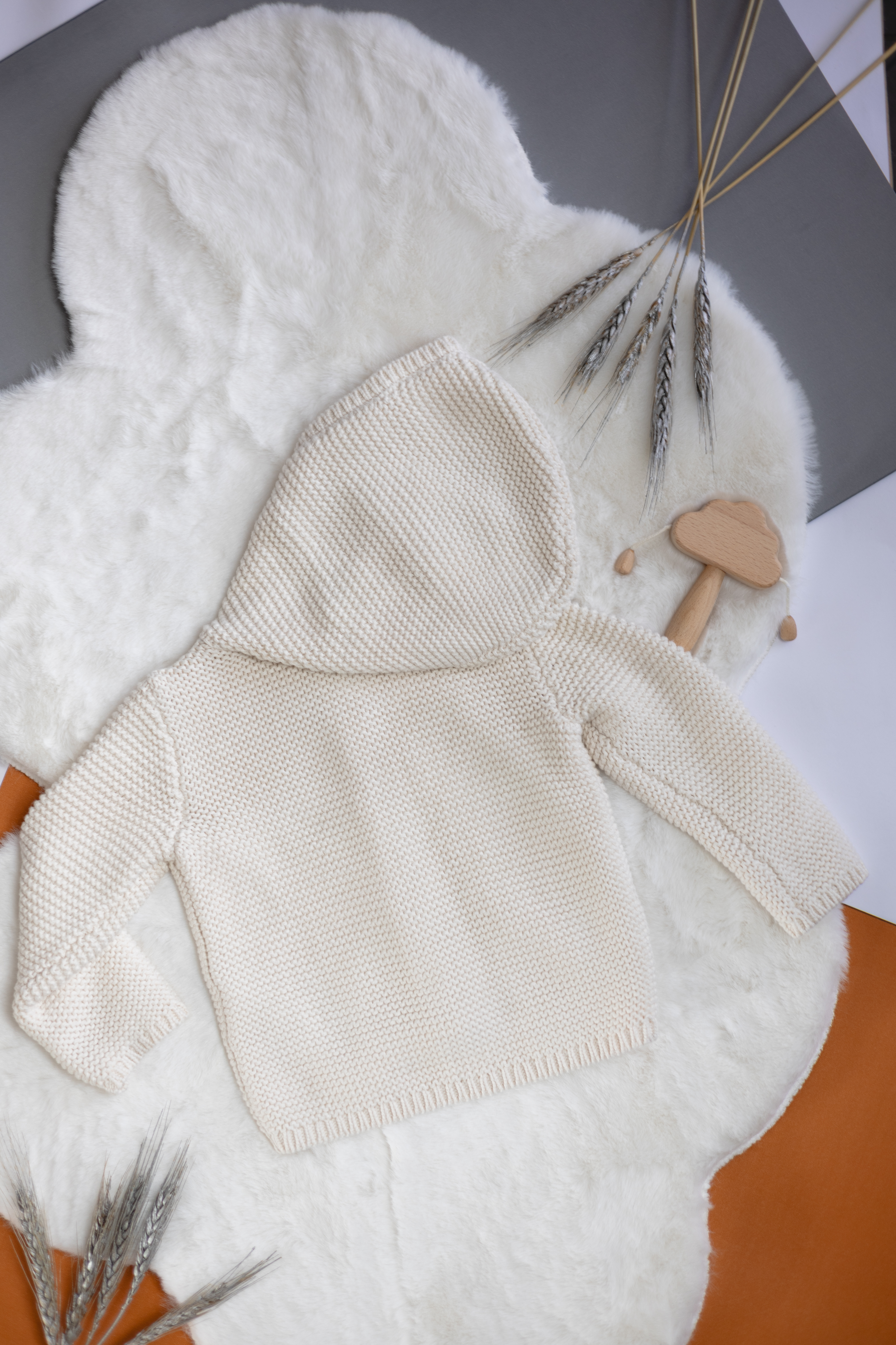 Cárdigan de Punto con Capucha de Algodón Orgánico