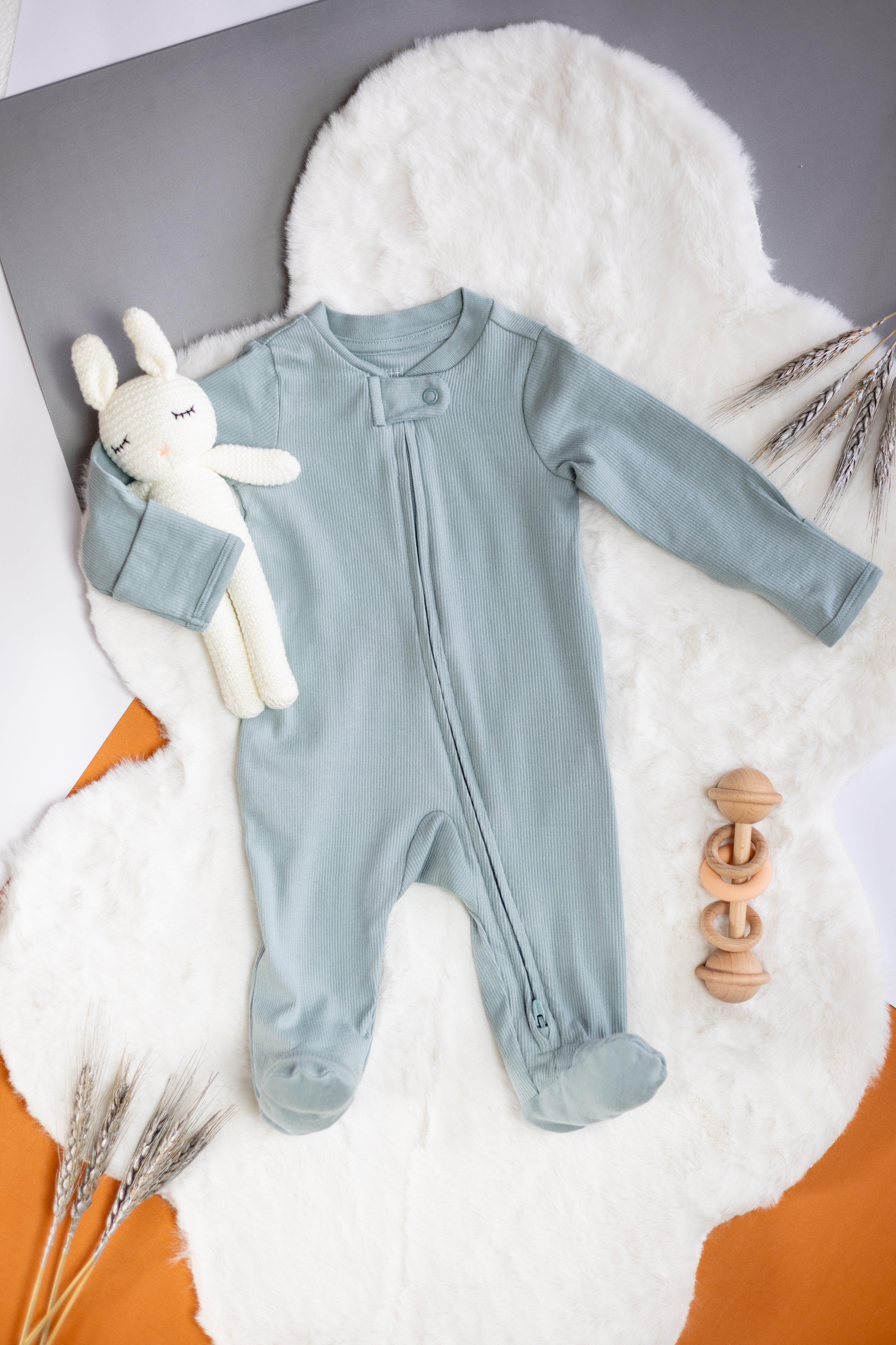 Pijama Enterizo de Algodón Orgánico - Celeste