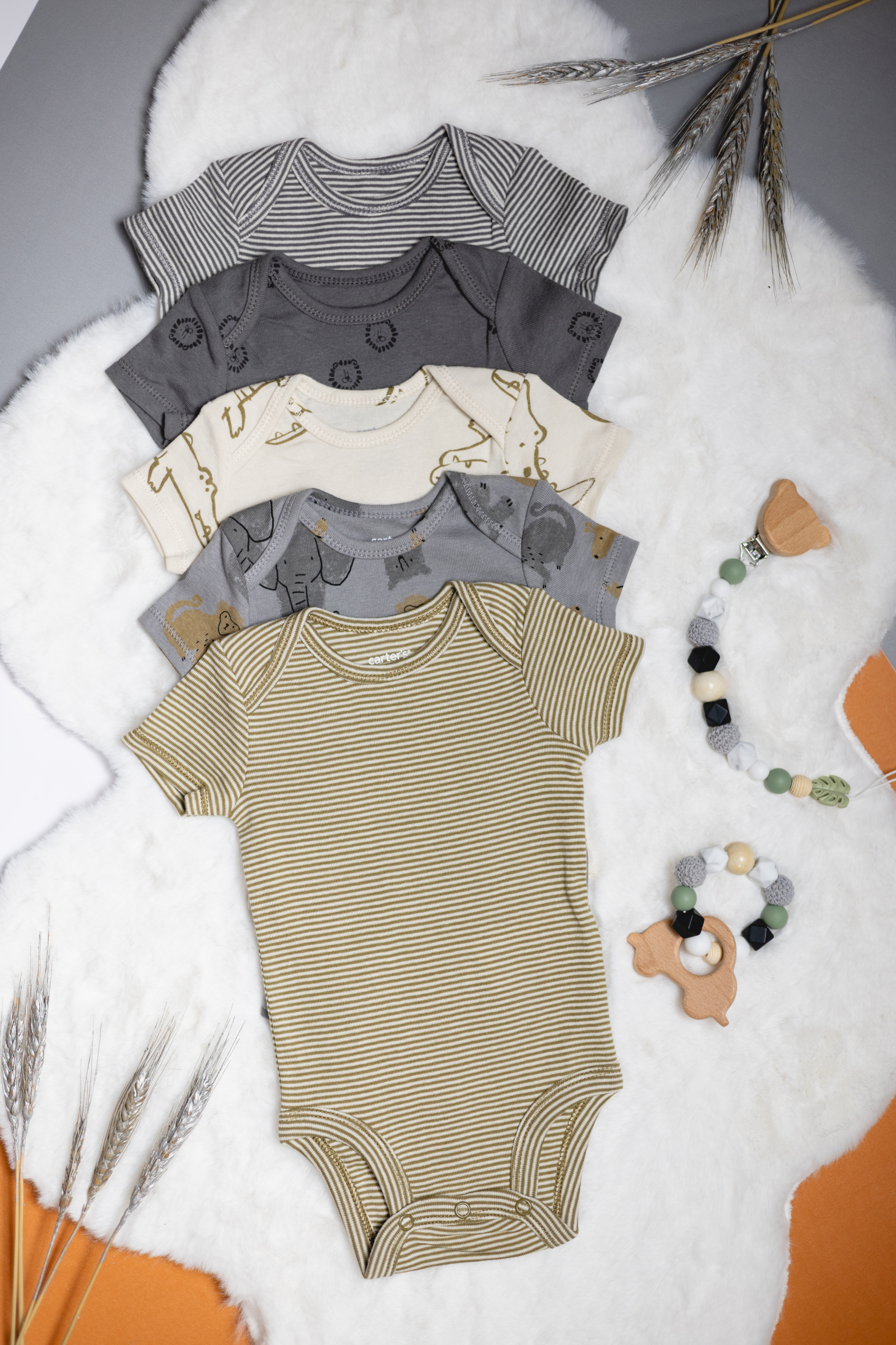 Set de 5 Bodysuits de Manga Corta - Estampado de Animales 