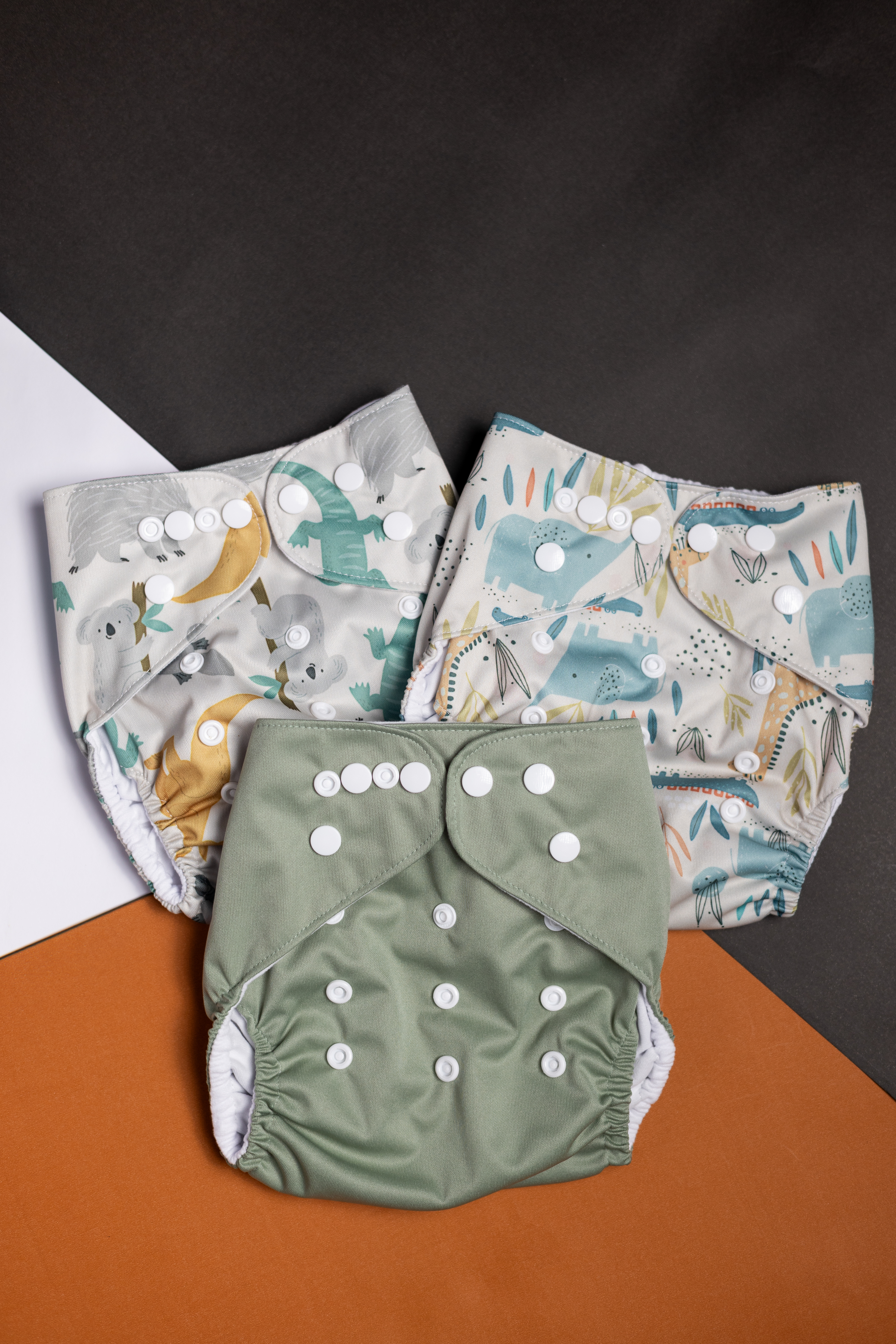 Set de 3 Pañales Reutilizables + 3 Insertos de Carbón de Bambú