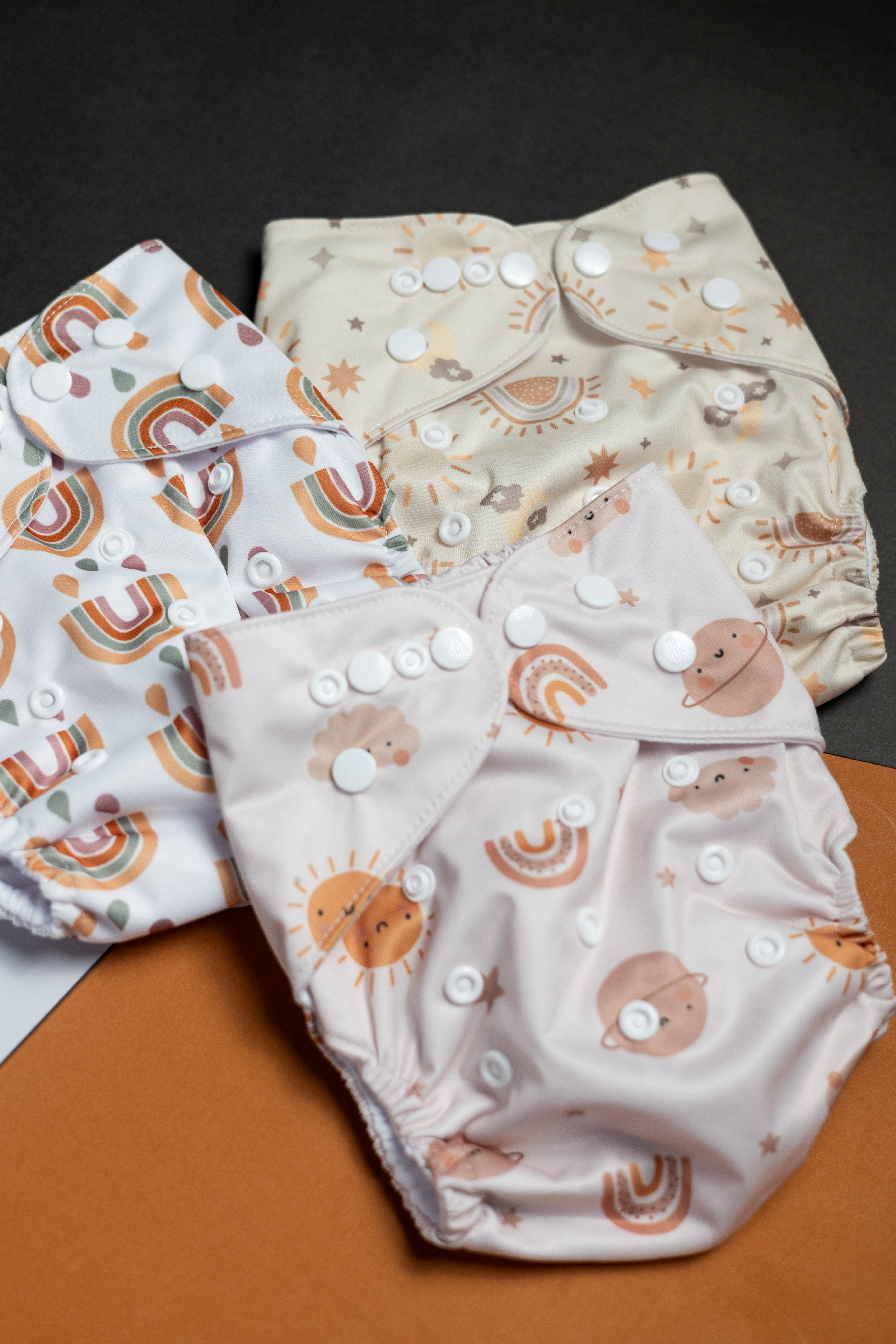 Set de 3 Pañales Reutilizables + 3 Insertos de Carbón de Bambú