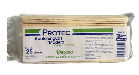 Abatelenguas de Madera PROTEC - Paq x25 Unidades.