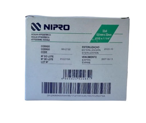 Aguja Hipodermica NIPRO 21G X 32MM