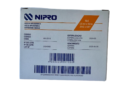 Aguja Hipodermica NIPRO 25G X 16MM