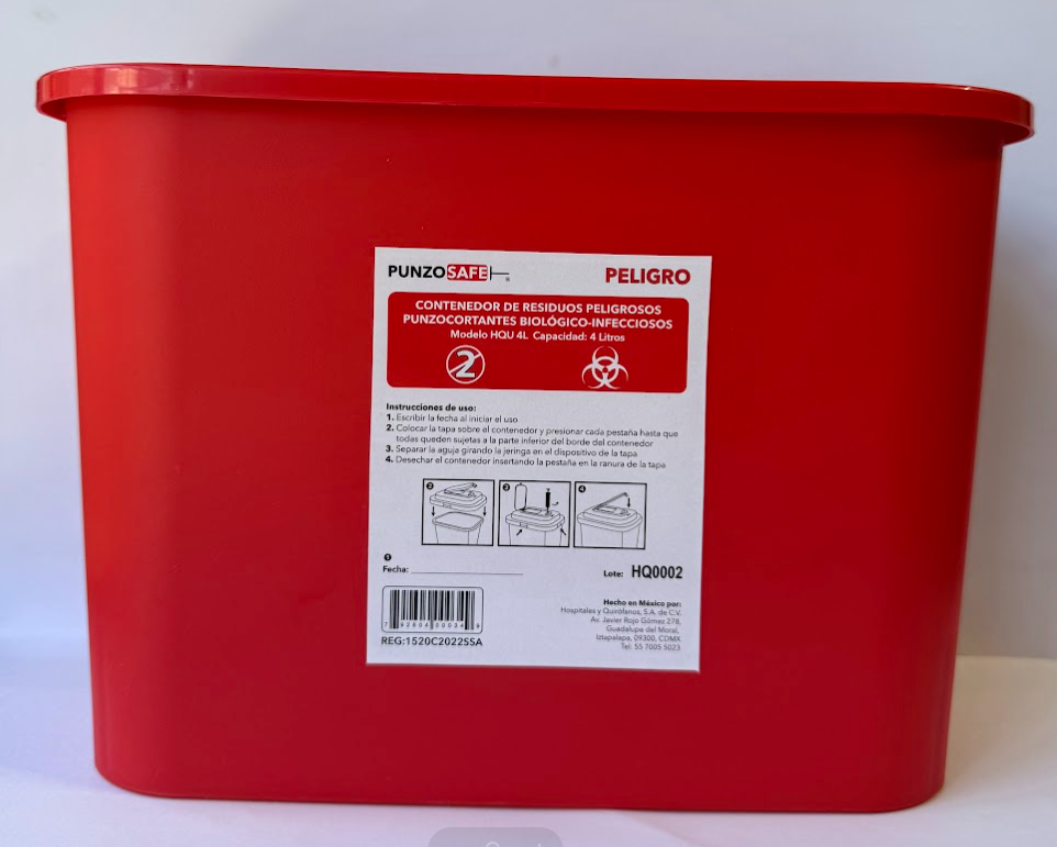 Contenedor para Residuos Punzocortantes RPBI Rojo - 4 Litros