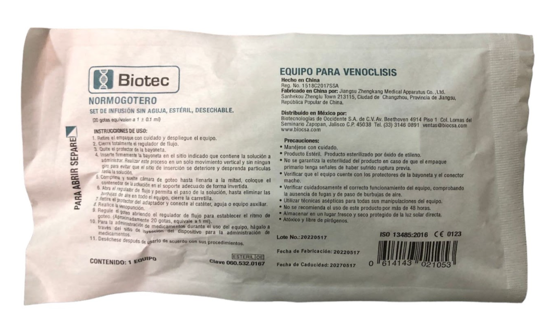 Equipo para Venoclisis Biotec Normogotero