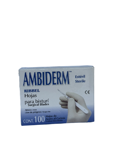 Hojas para bisturí. Esteril. C/100 pz. Mca.AMBIDERM