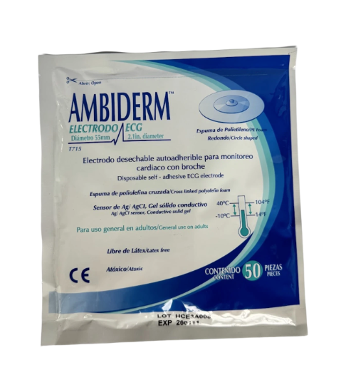 Electrodo ECG Ambiderm. Paquete con 50 piezas.