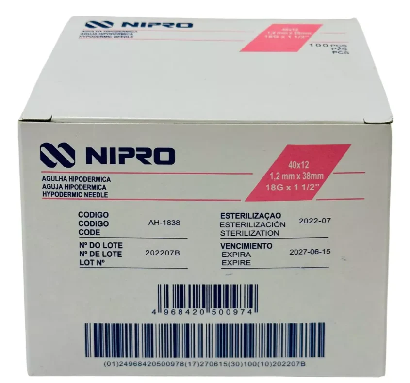 Aguja Hipodermica NIPRO 18G X 25MM
