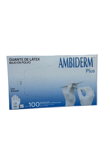 Guante de Latex No esteril. Ambiderm. Talla: G. C/100 pz.
