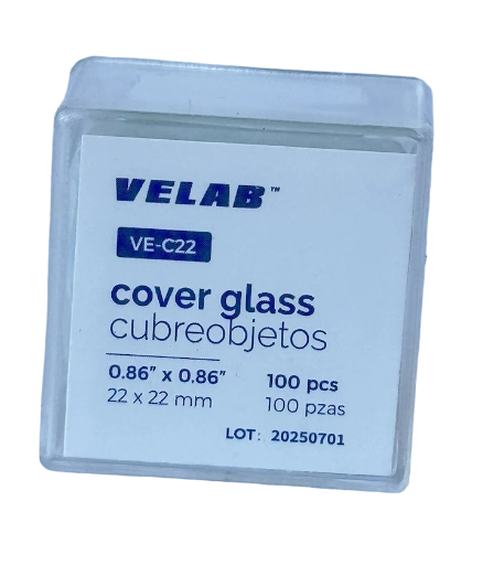 Cubrebobjetos 22 x 22 mm. Mca. VELAB  C/100 pz.