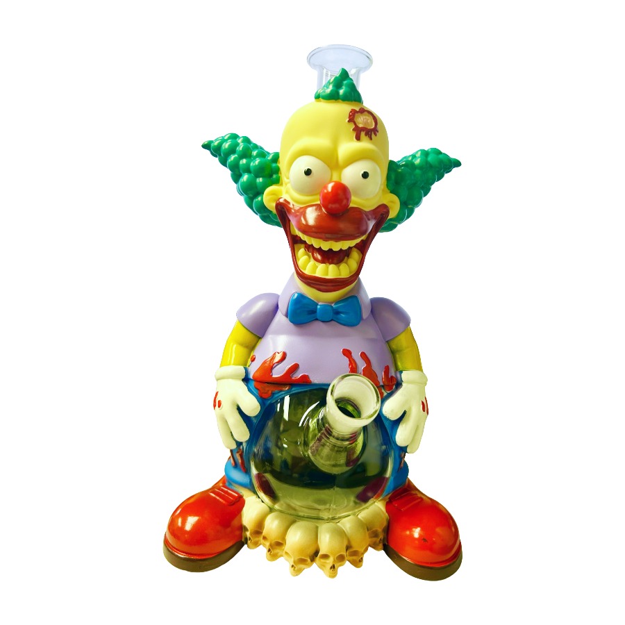 Clown-themed glass water pipe