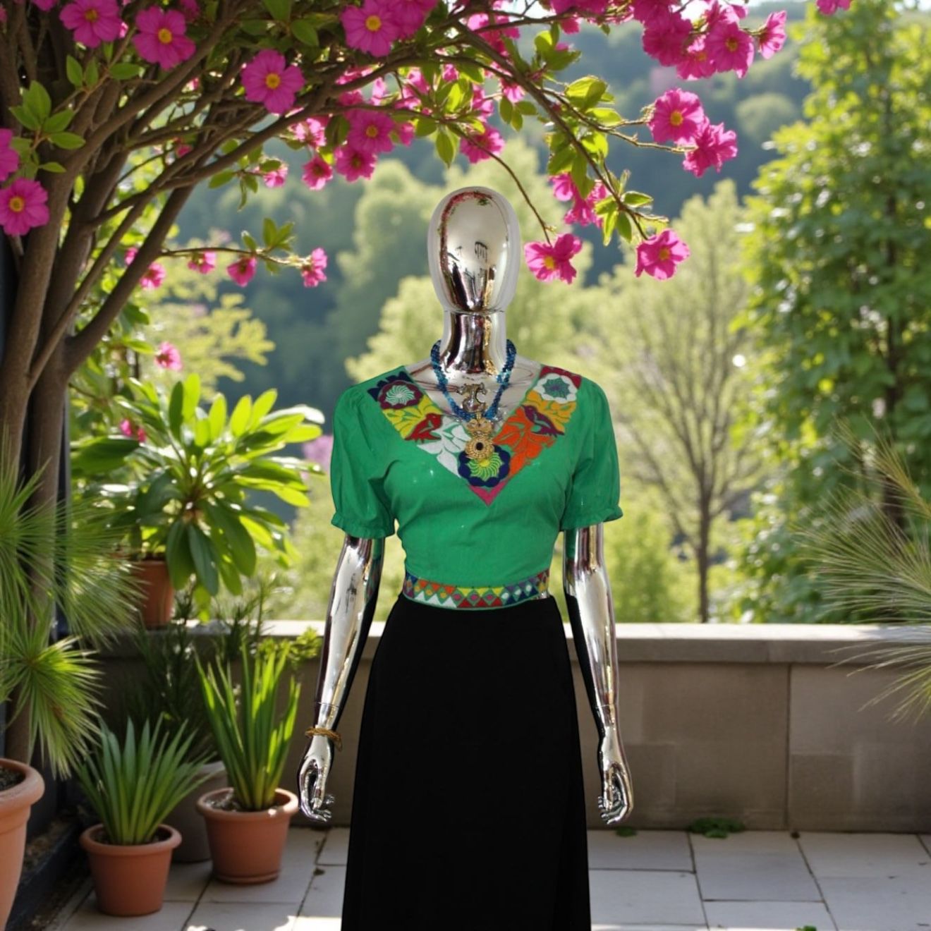 BLUSA CORTE V GRANDES BORDADO MAZATECO