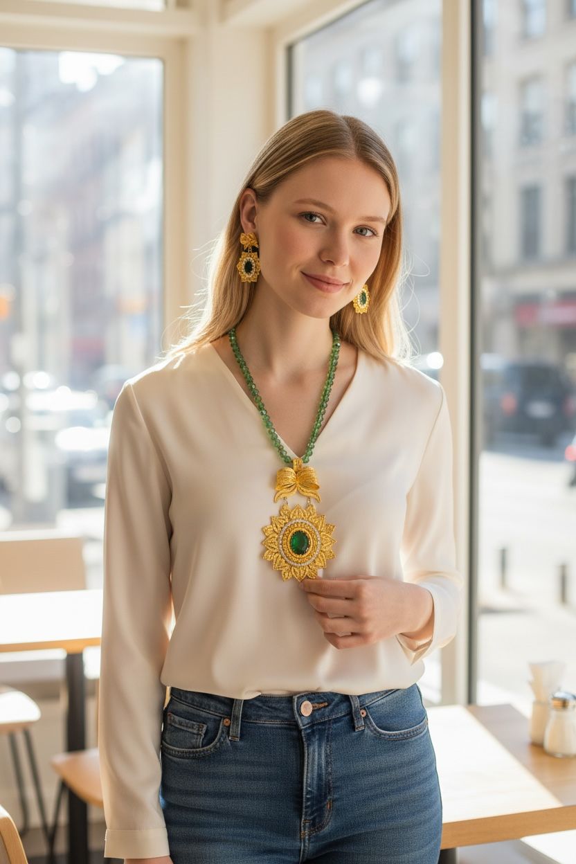 COORDINADO MOÑO FLORAL VERDE